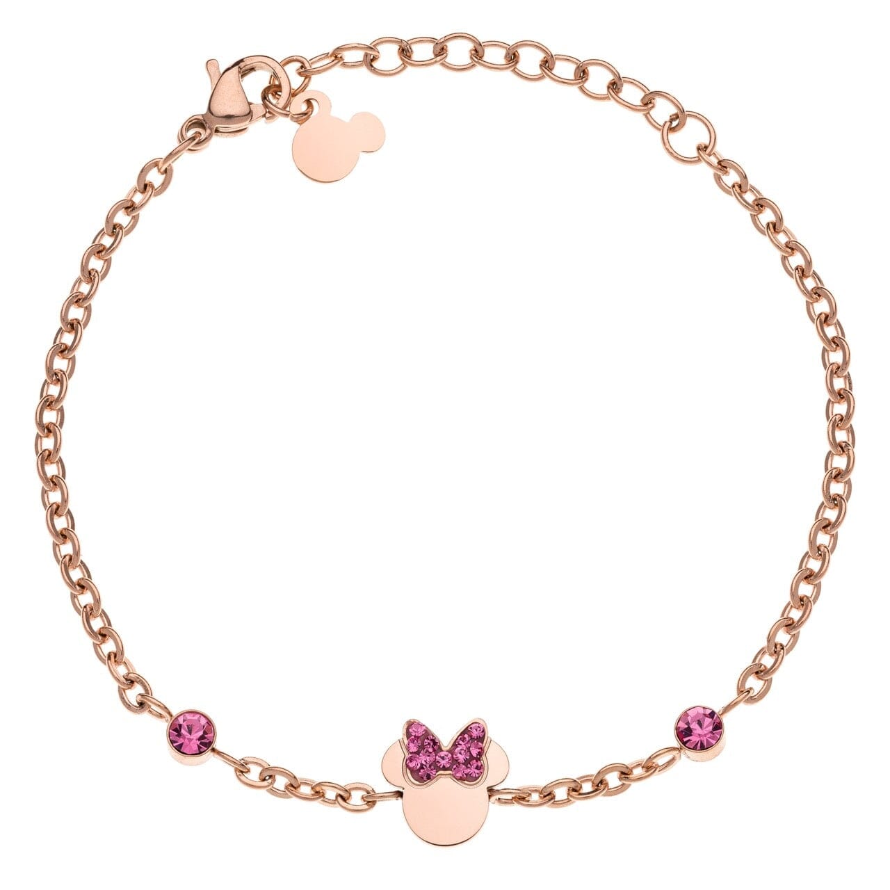 Disney Kinder Armband Minnie Mouse ©DISNEY rosegoldfarben rosa Schleife aus Edelstahl Kristall Farbstein Armbänder DISNEY