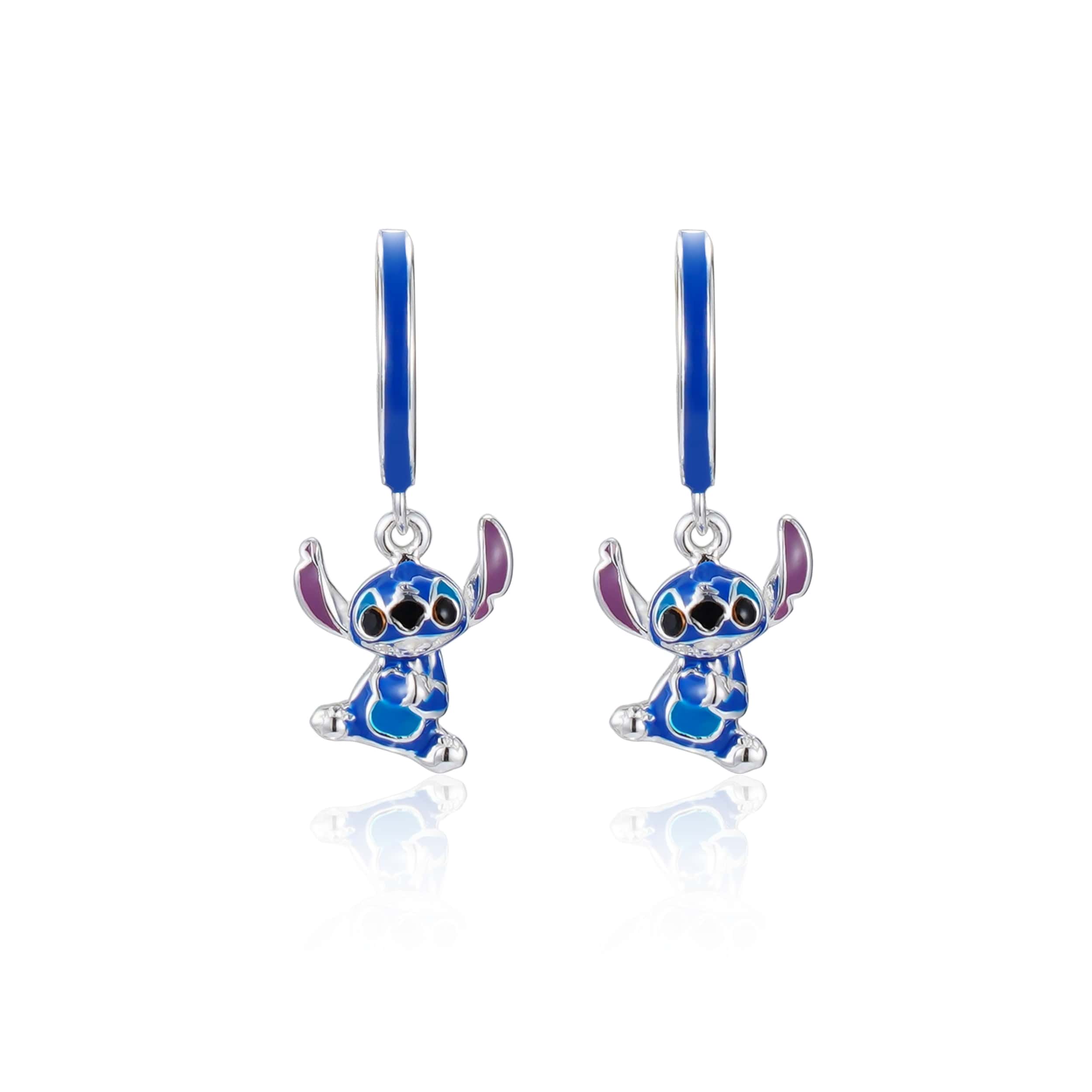 Disney Kinder-Creolen Stitch – 925 Silber Hängeohrringe mit Emaille ©DISNEY Ohrringe DISNEY
