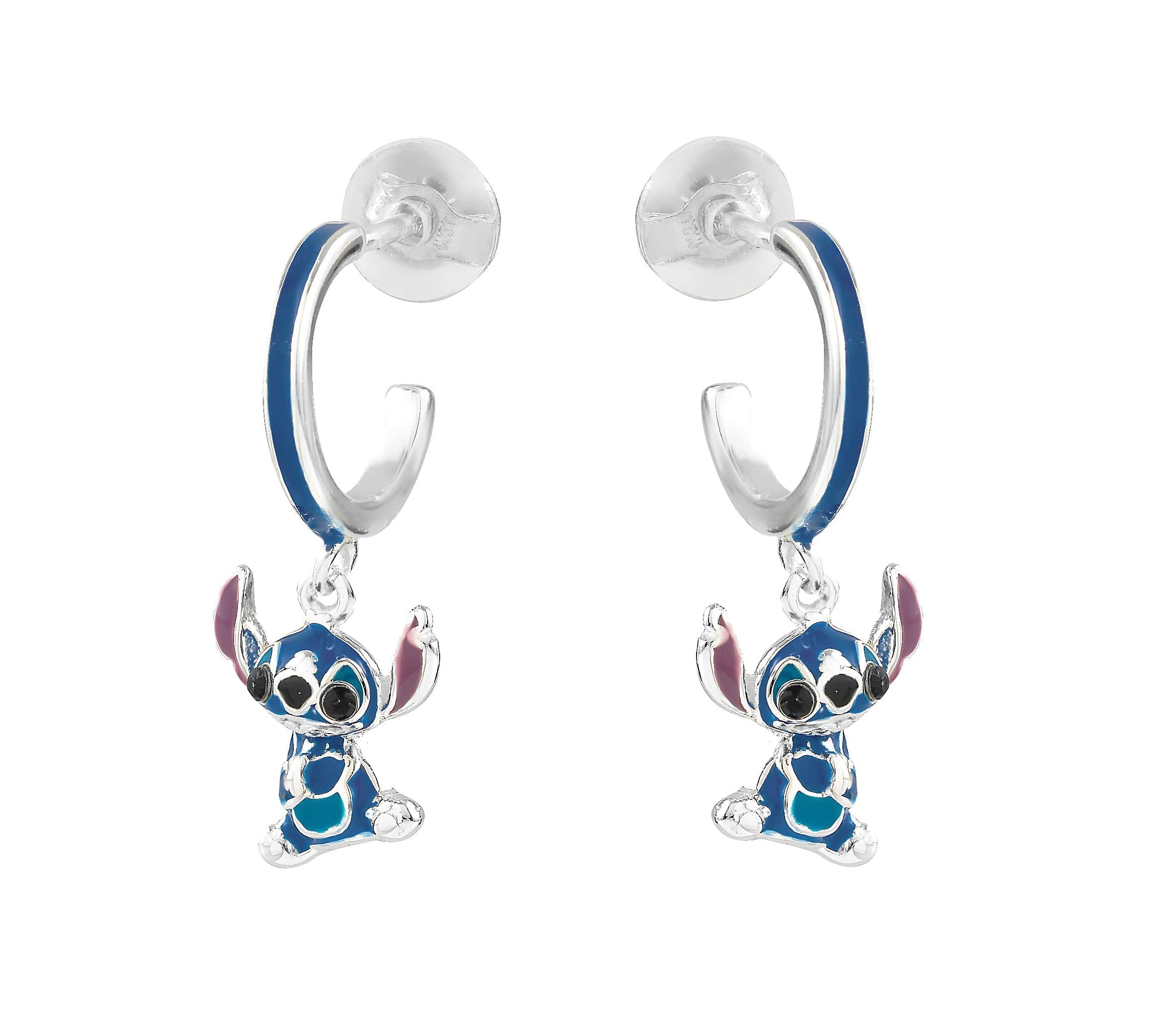 Disney Kinder-Creolen Stitch – 925 Silber Hängeohrringe mit Emaille ©DISNEY Ohrringe DISNEY