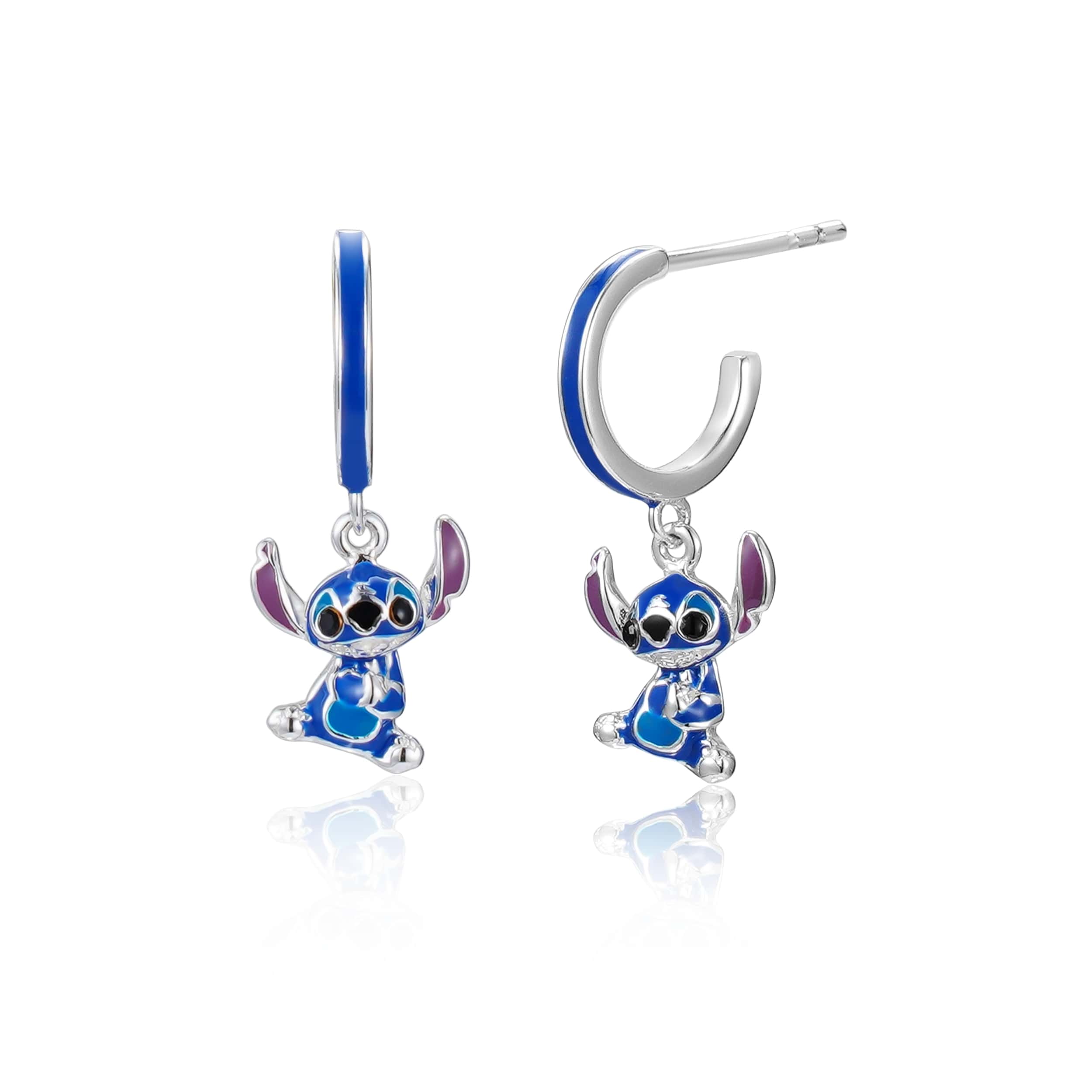 Disney Kinder-Creolen Stitch – 925 Silber Hängeohrringe mit Emaille ©DISNEY Ohrringe DISNEY