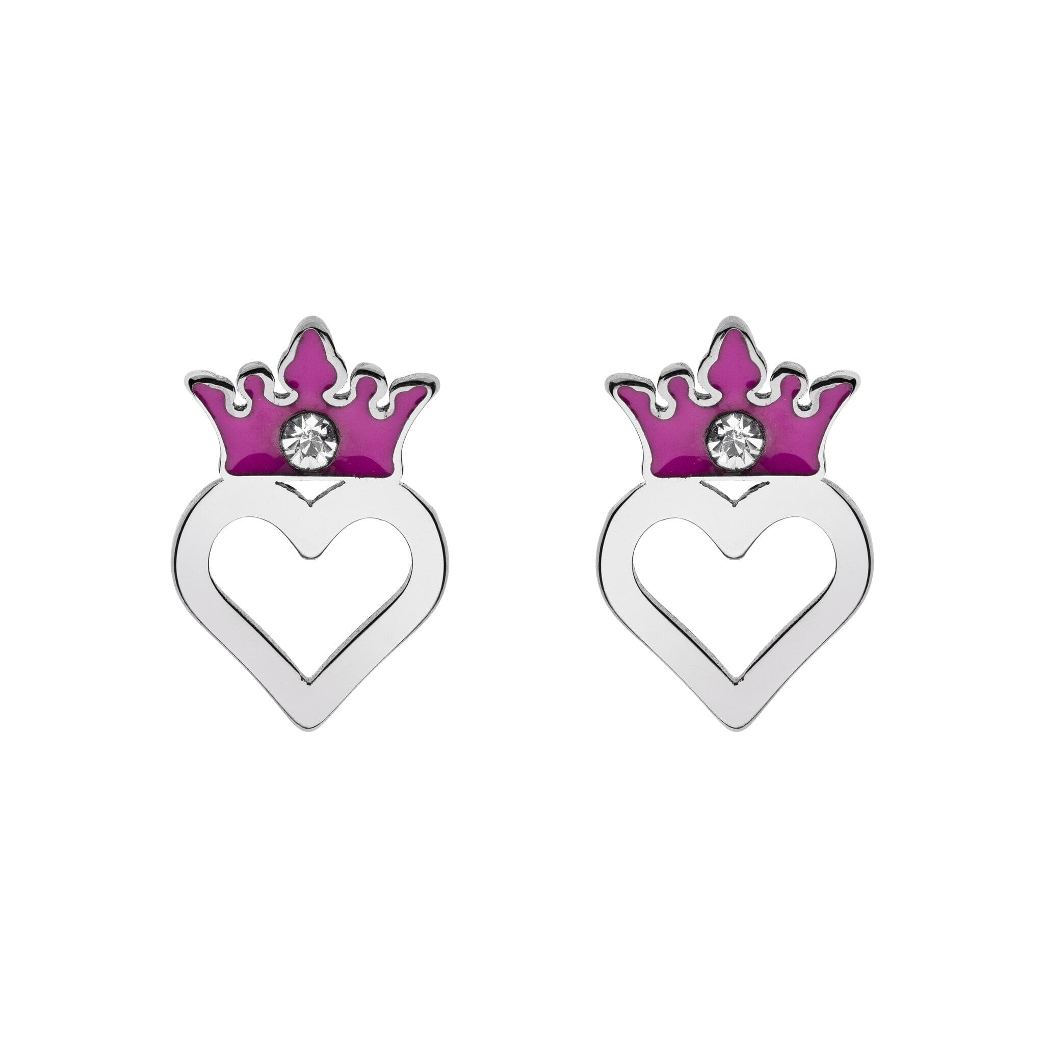 Disney Ohrringe Princess ©DISNEY Krone Herz silber pink aus Edelstahl Ohrringe DISNEY