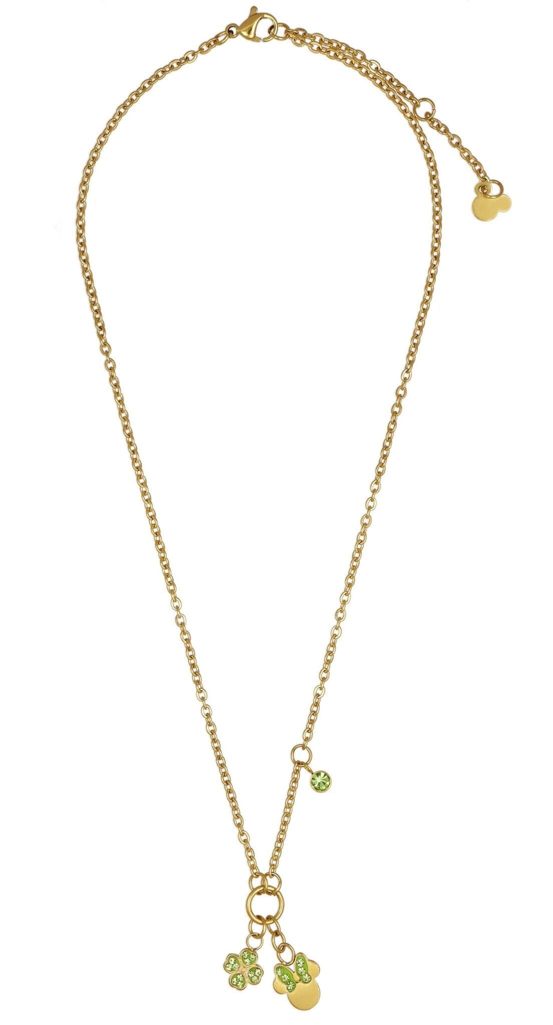 Disney Kinder Kette Minnie Mouse Klee ©DISNEY grün aus Edelstahl vergoldet Ketten DISNEY