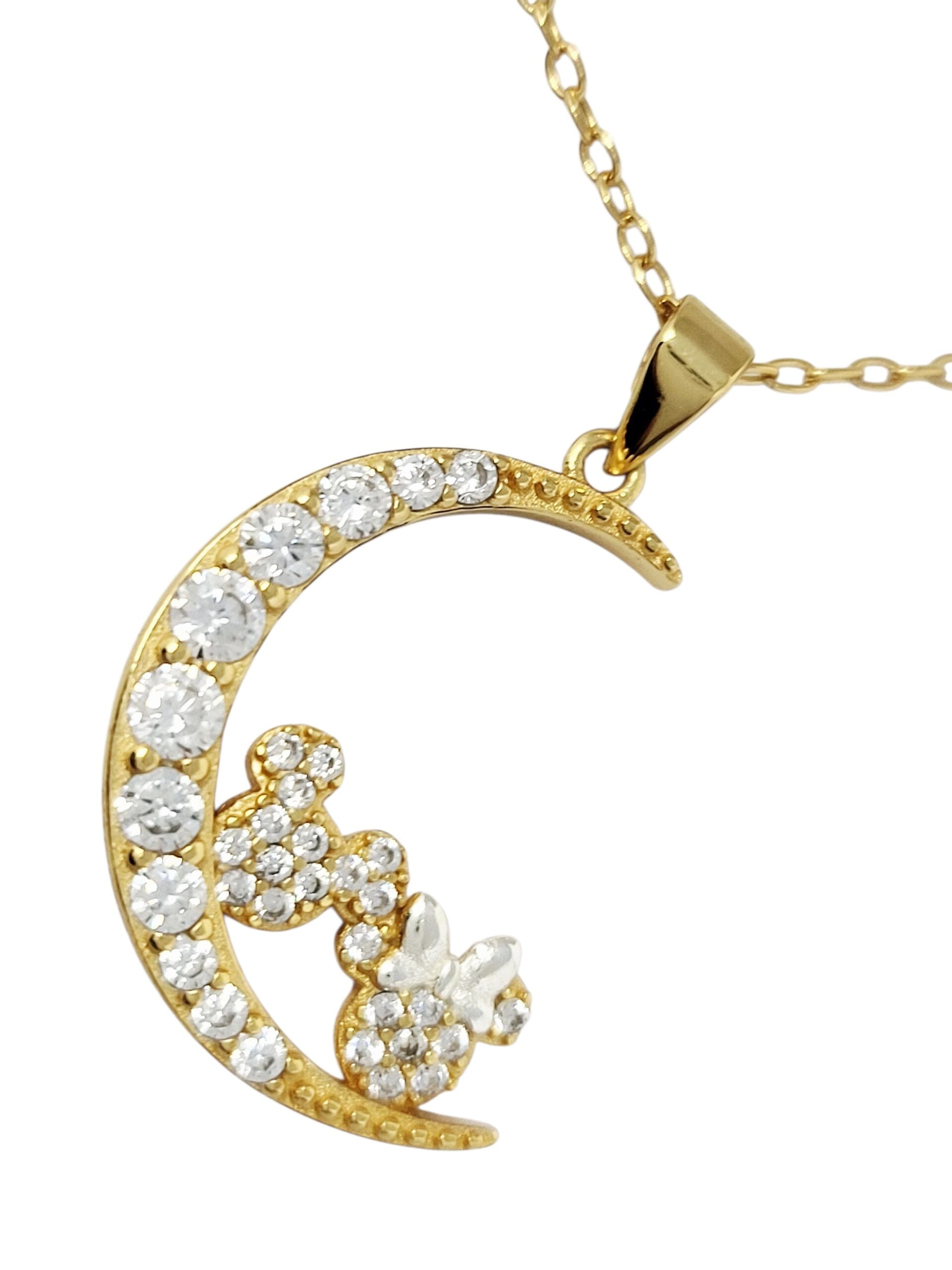 Disney Kinder Kette Mond Micky und Minnie Mouse ©DISNEY vergoldet aus 925er Silber Ketten DISNEY