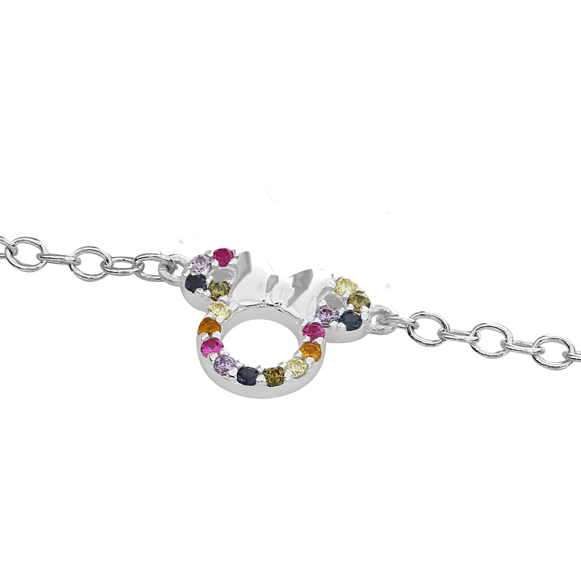 Disney Kinder Armband Minnie Mouse ©DISNEY bunt Zirkonia Steine aus 925er Silber Armbänder DISNEY
