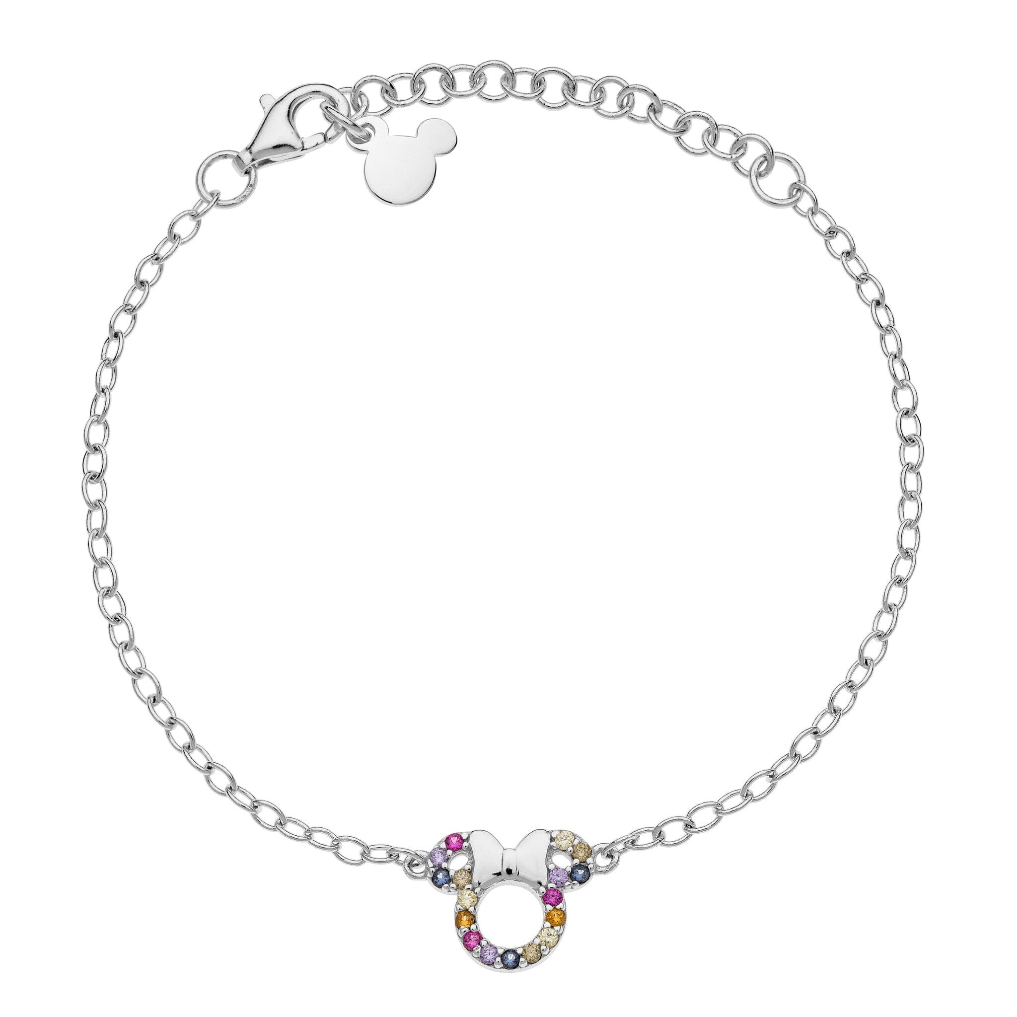Disney Kinder Armband Minnie Mouse ©DISNEY bunt Zirkonia Steine aus 925er Silber Armbänder DISNEY