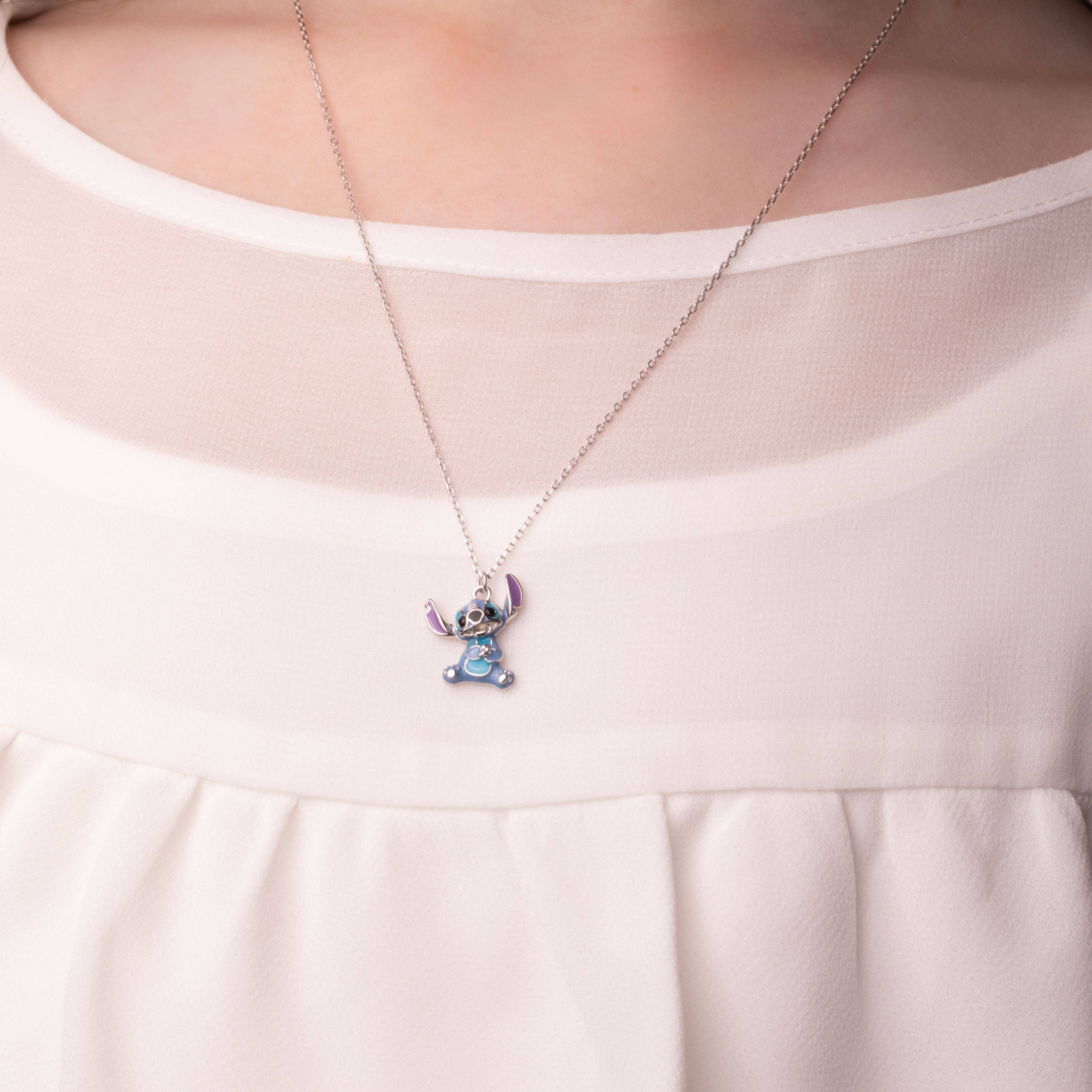 Disney Kinderhalskette Stitch sitzend – 925er Silber, farbig emailliert ©DISNEY Ketten DISNEY
