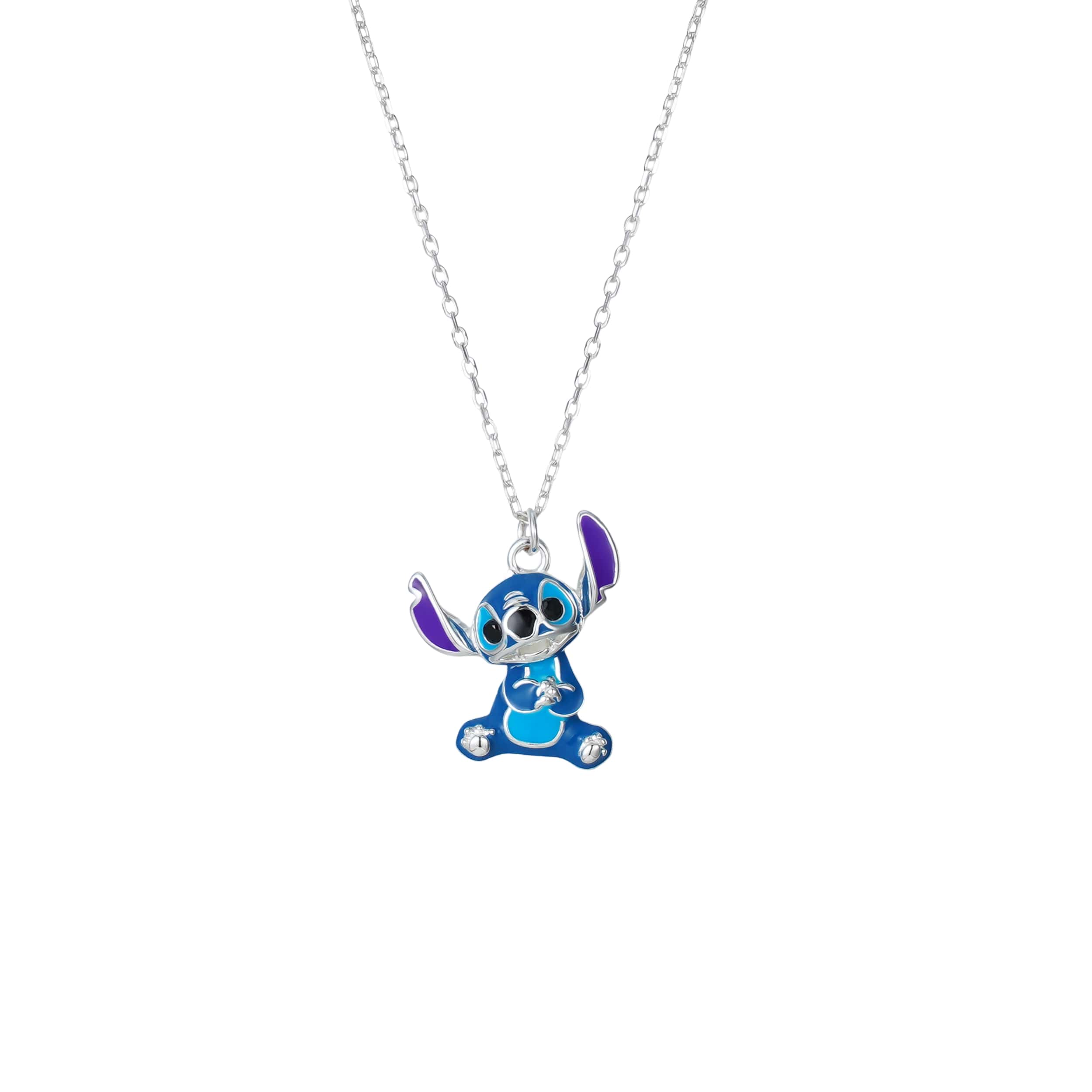 Disney Kinderhalskette Stitch sitzend – 925er Silber, farbig emailliert ©DISNEY Ketten DISNEY