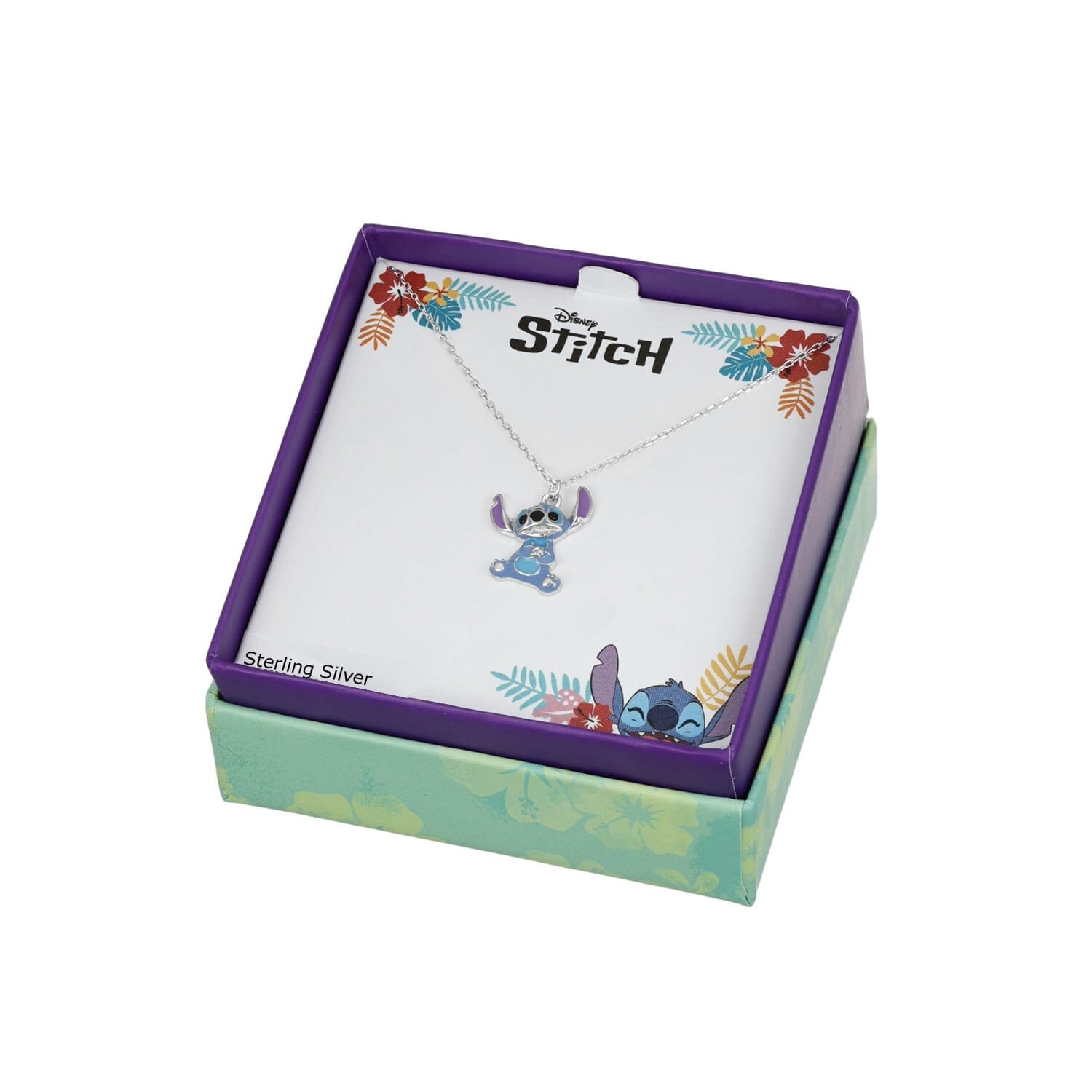 Disney Kinderhalskette Stitch sitzend – 925er Silber, farbig emailliert ©DISNEY Ketten DISNEY