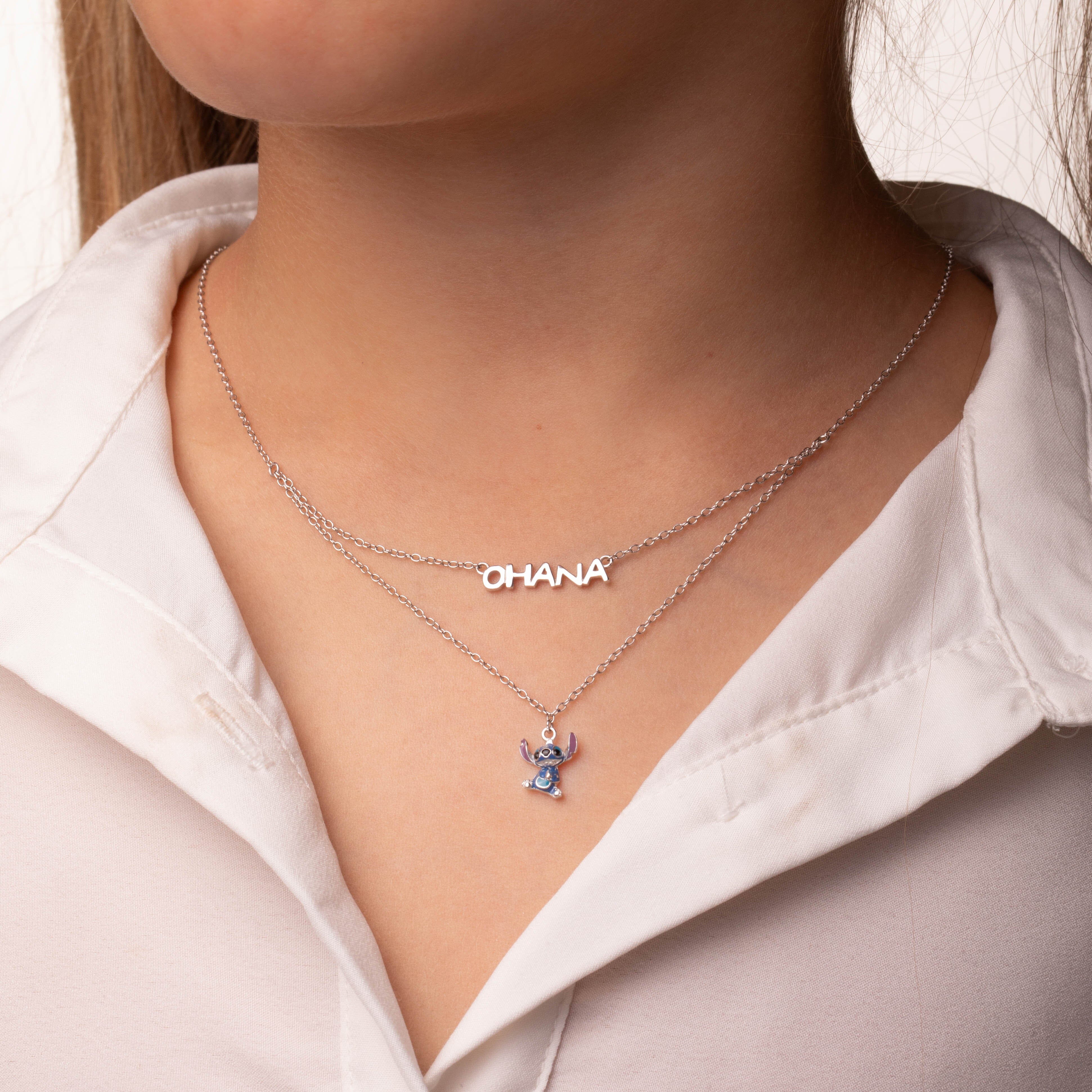 Disney Kinderkette „Ohana“ mit Stitch Anhänger – 925 Silber, zweireihig ©DISNEY Ketten DISNEY