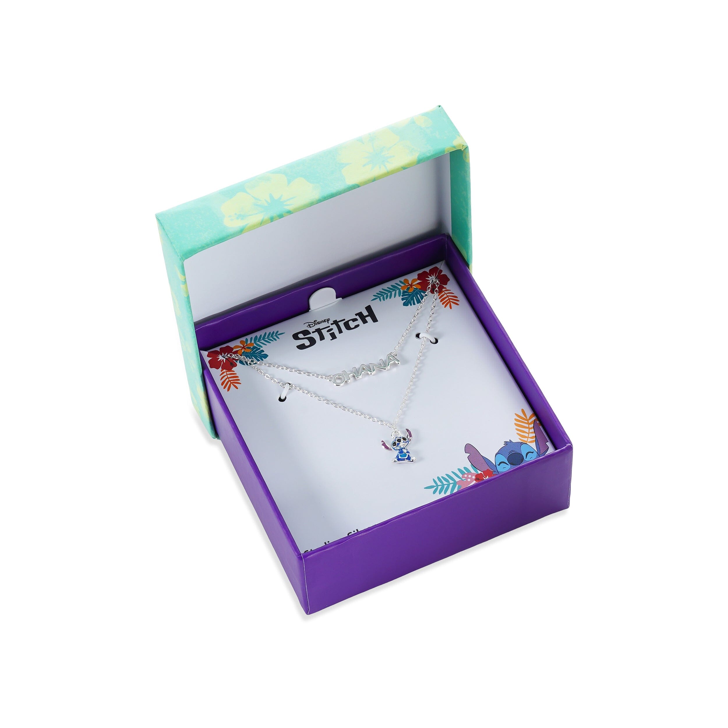 Disney Kinderkette „Ohana“ mit Stitch Anhänger – 925 Silber, zweireihig ©DISNEY Ketten DISNEY