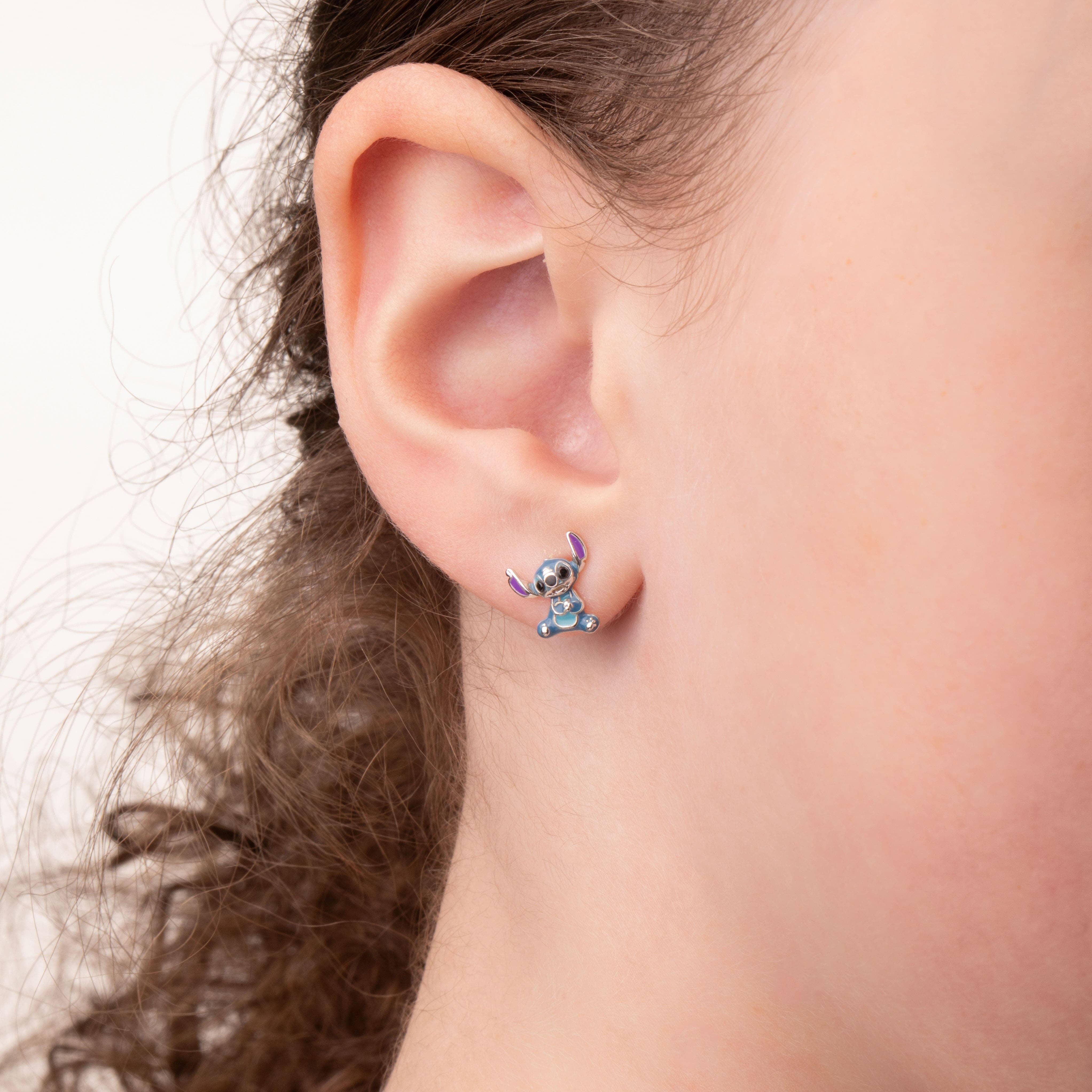 Disney Kinderohrringe Stitch sitzend – 925er Silber, farbig emailliert ©DISNEY Ohrringe DISNEY