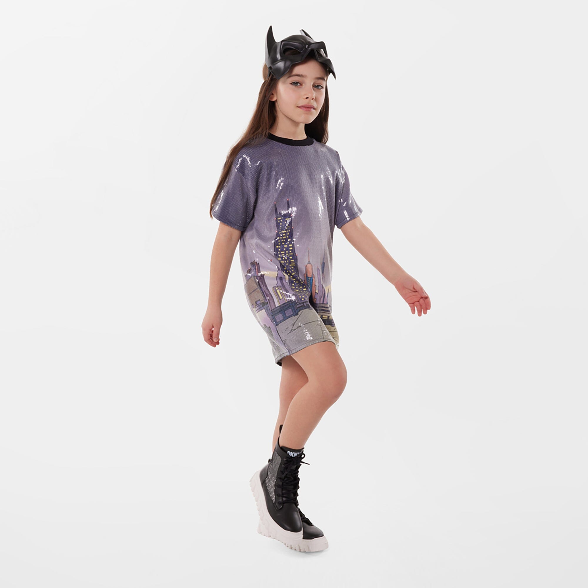 DKNY KIDS Kleid Gotham Batman mit Pailletten Kleid DKNY