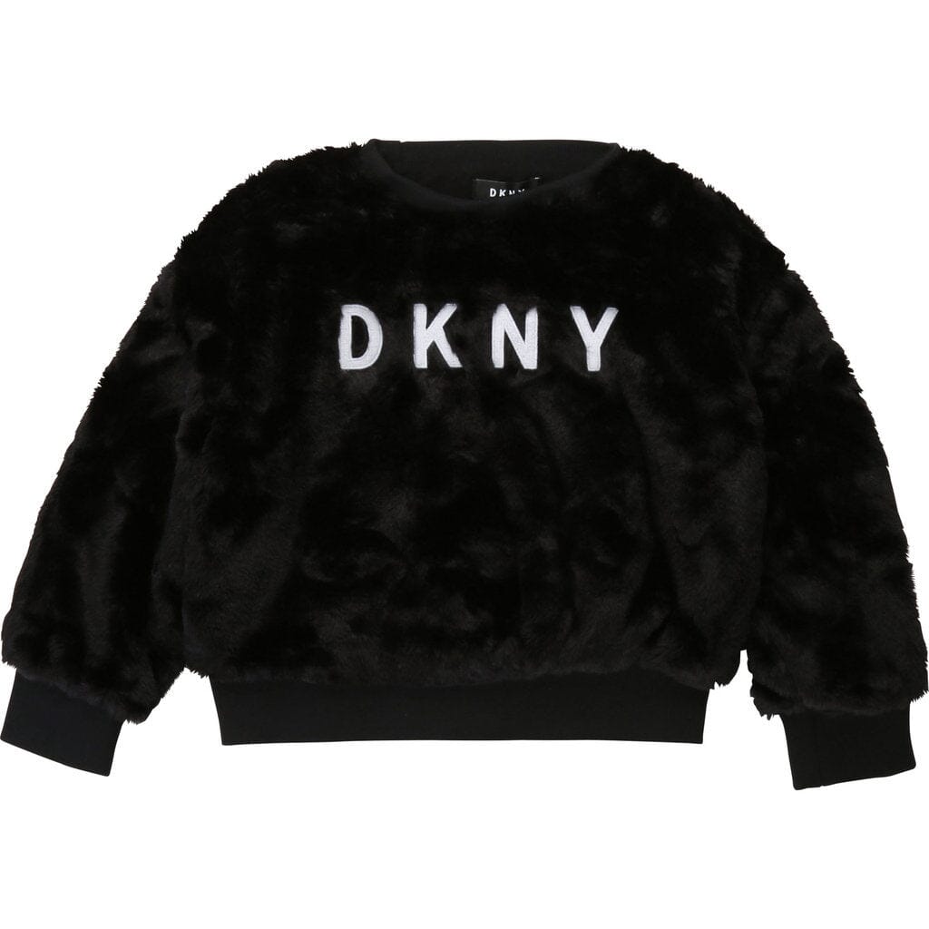 DKNY KIDS Kunstfell Sweatshirt mit Logo Sweatshirt DKNY