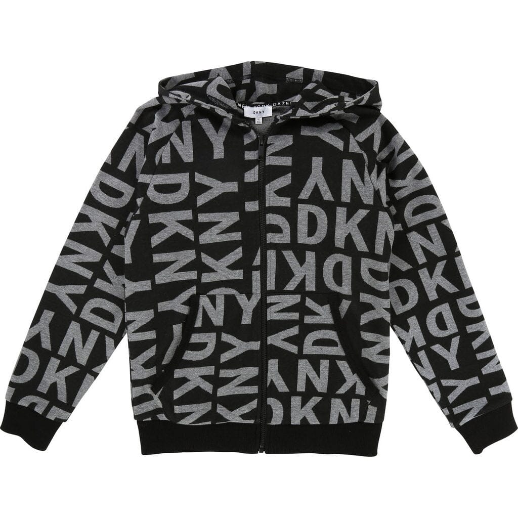 DKNY KIDS Hoodie schwarz allover Logoprint Hoodie DKNY