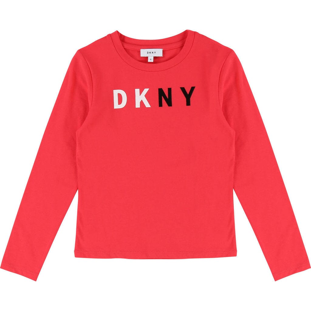 DKNY KIDS Langarmshirt pink mit Logo Langarmshirt DKNY