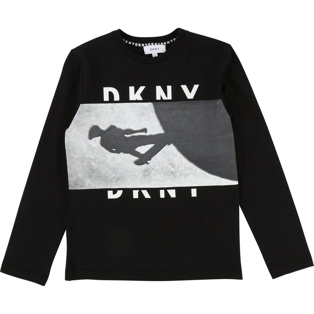 DKNY KIDS Langarmshirt schwarz mit Print Langarmshirt DKNY