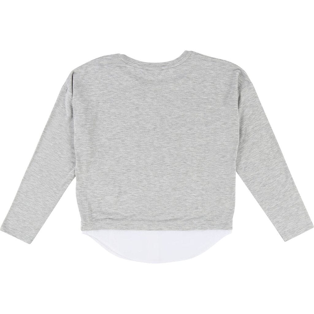 DKNY KIDS Langarmshirt Lagenlook grau mit Hemdsaum Langarmshirt DKNY