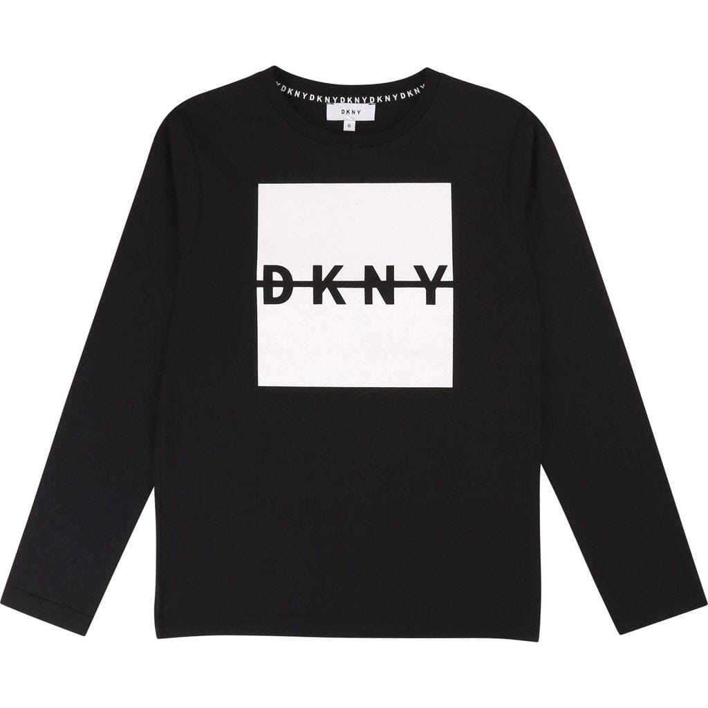 DKNY KIDS Langarmshirt schwarz Logo weiss Langarmshirt DKNY