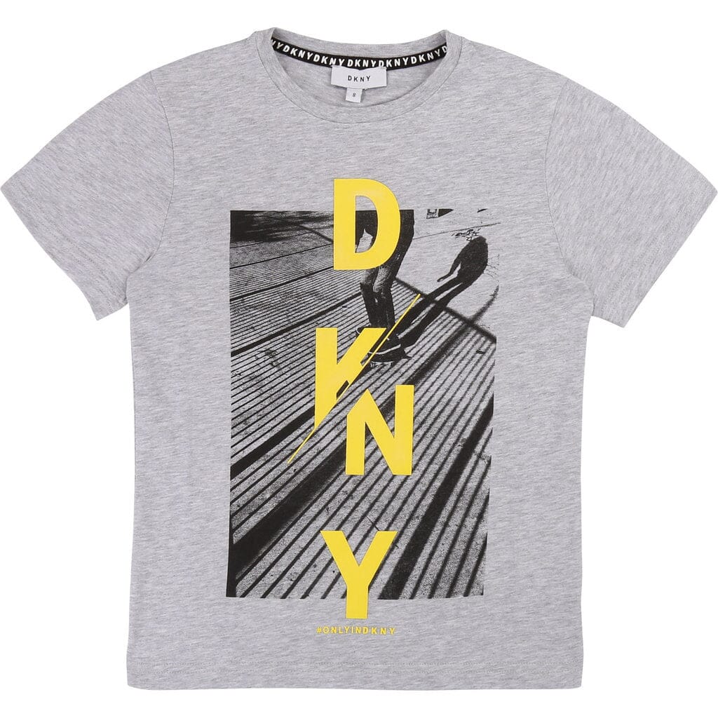 DKNY KIDS T-Shirt grau gelb mit Logo T-Shirt DKNY