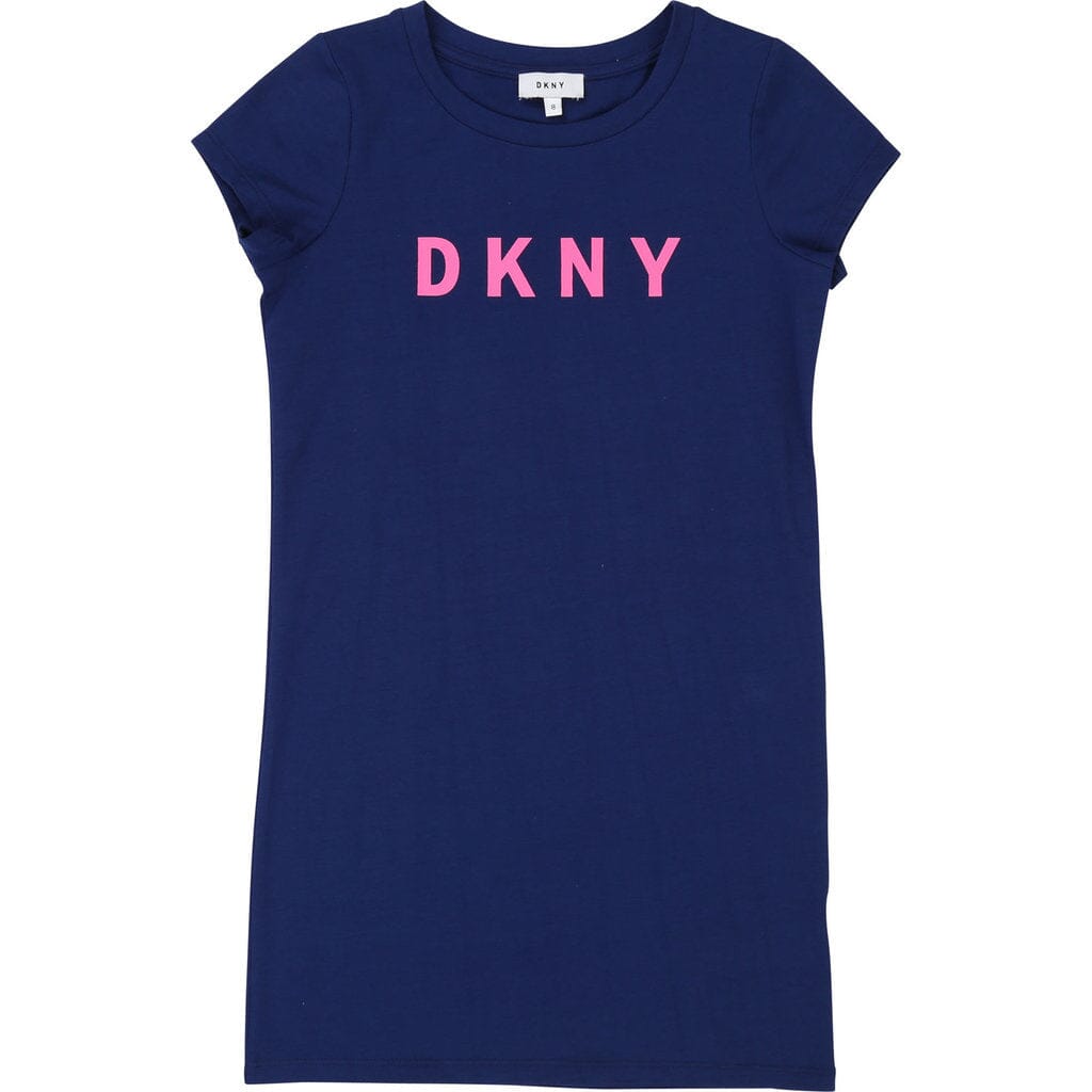 DKNY KIDS Shirt Kleid blau mit Logo Kleid DKNY
