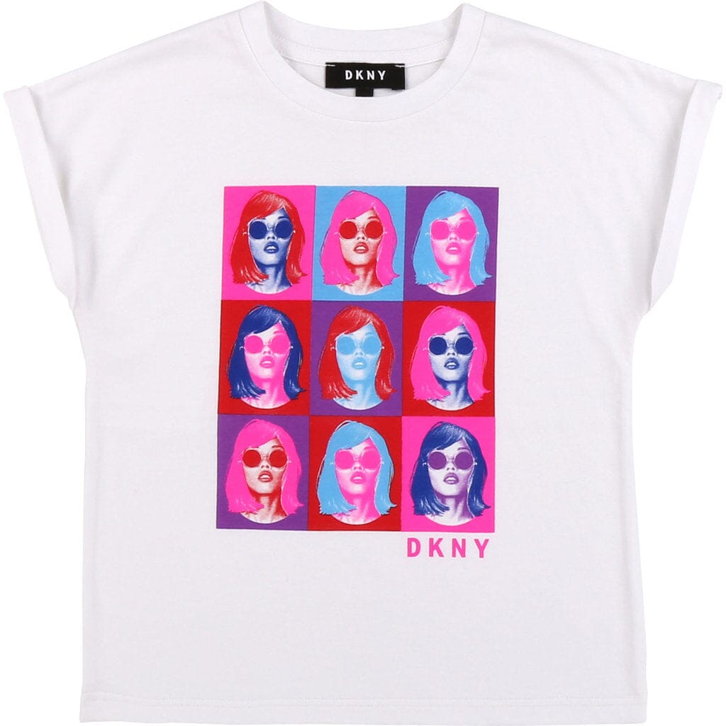 DKNY KIDS T-Shirt weiß pink mit Print T-Shirt DKNY
