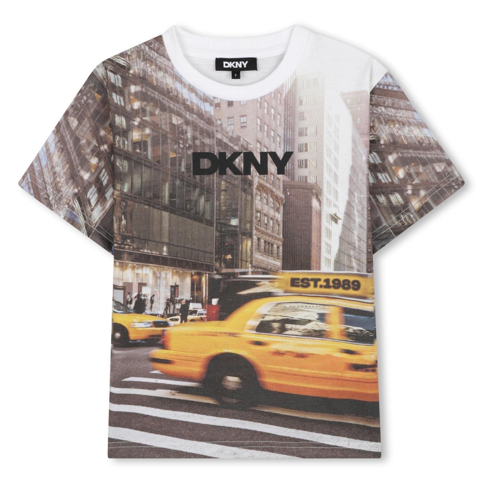 DKNY Kinder-T-Shirt mit NYC-Taxi-Fotoprint – Weiß T-Shirt DKNY 6 Jahre ( 110-116)