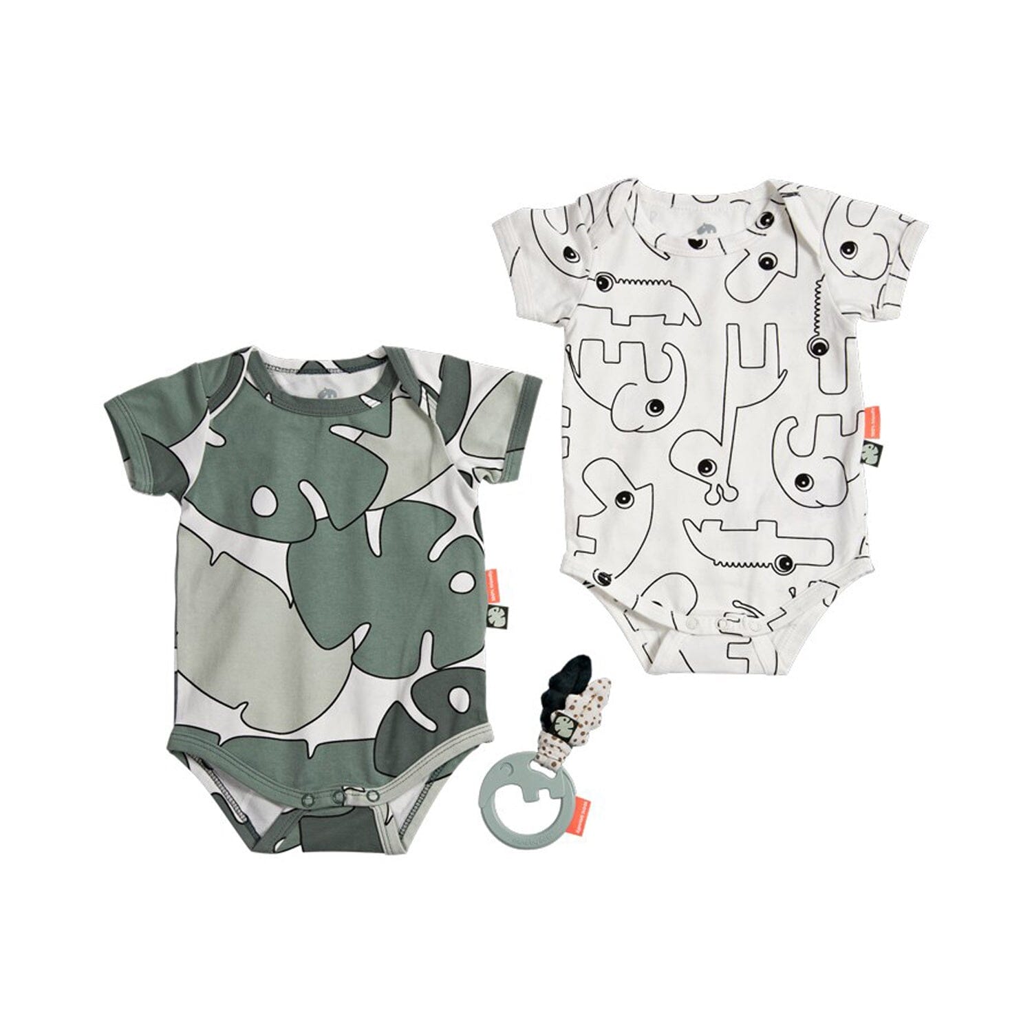 Done By Deer Geschenkset FIRST SUIT Tiny tropics 2 er packBodys und Rassel Babyrasseln Done by Deer