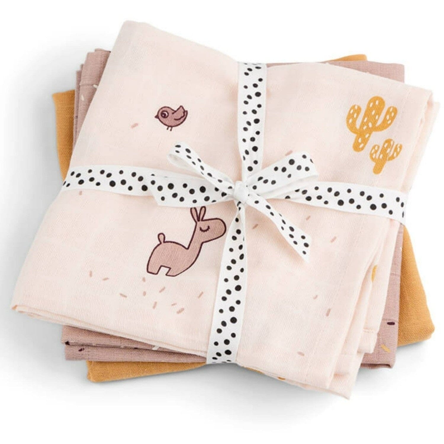 Done By Deer Musselin 3 Tücher "Lalee" in Senf/Rosa Kuscheltücher Done by Deer