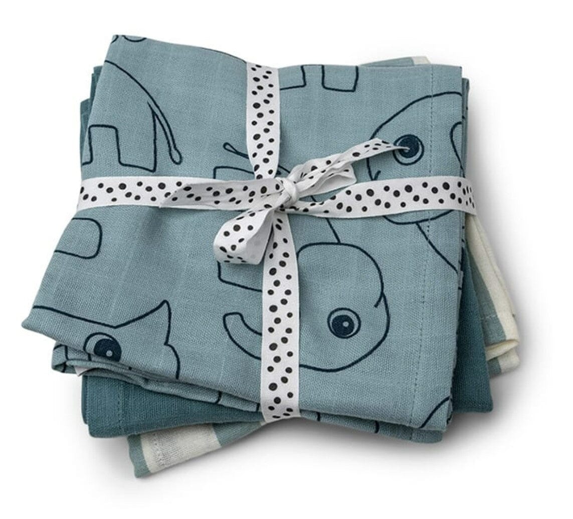 Done By Deer Musselin Tücher Tiere 3 Teile in Blau Kuscheltücher Done by Deer