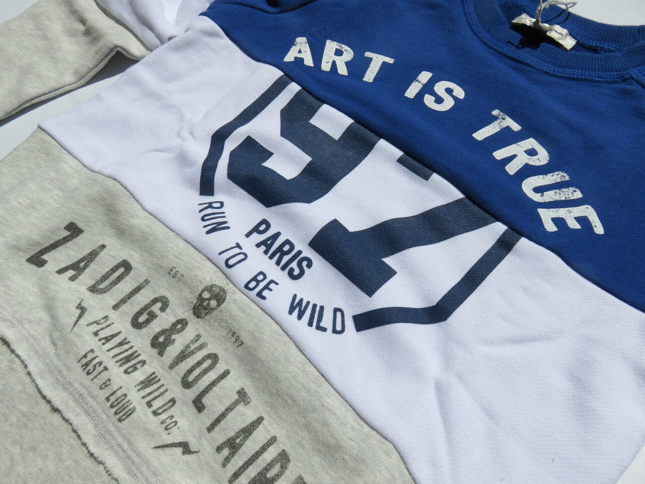 Zadig & Voltaire Sweatshirt ART IS TRUE blau / grau Blockstreifen Sweatshirt Zadig & Voltaire