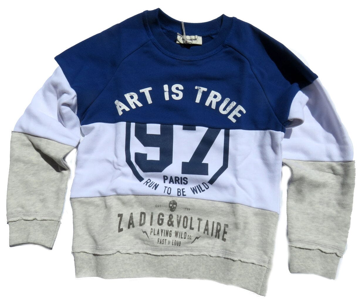 Zadig & Voltaire Sweatshirt ART IS TRUE blau / grau Blockstreifen Sweatshirt Zadig & Voltaire