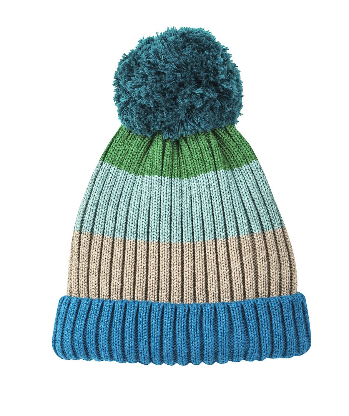 Finkid Bommelmütze POMPULA blau beige türkis grün aus Baumwollstrick Mütze Finkid