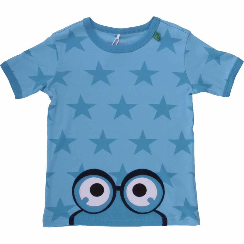 Fred's World Kurzarm Shirt Sterne und Frosch Blau T-Shirt Fred's World by Green Cotton 122
