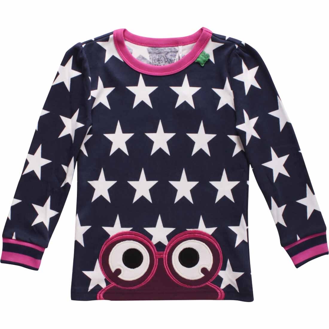 Fred's World Langarm Shirt Sterne und Frosch pink Langarmshirt Fred's World by Green Cotton