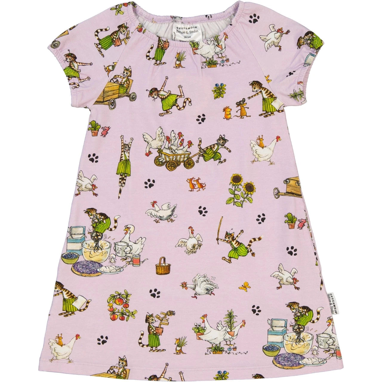 Geggamoja Petterson und Findus Kleid aus Bio-Baumwolle lila Kleid Geggamoja