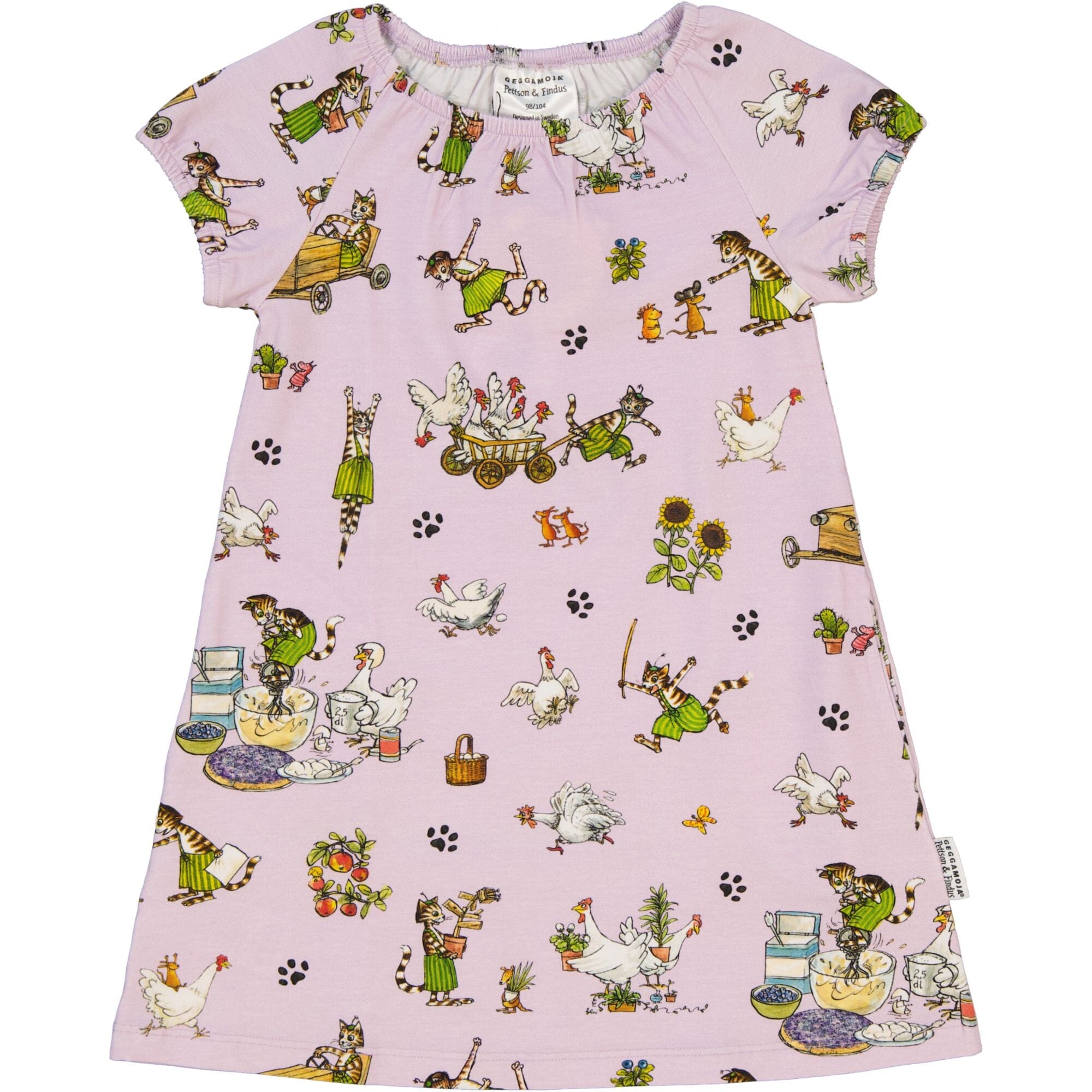 Geggamoja Petterson und Findus Kleid aus Bio-Baumwolle lila Kleid Geggamoja