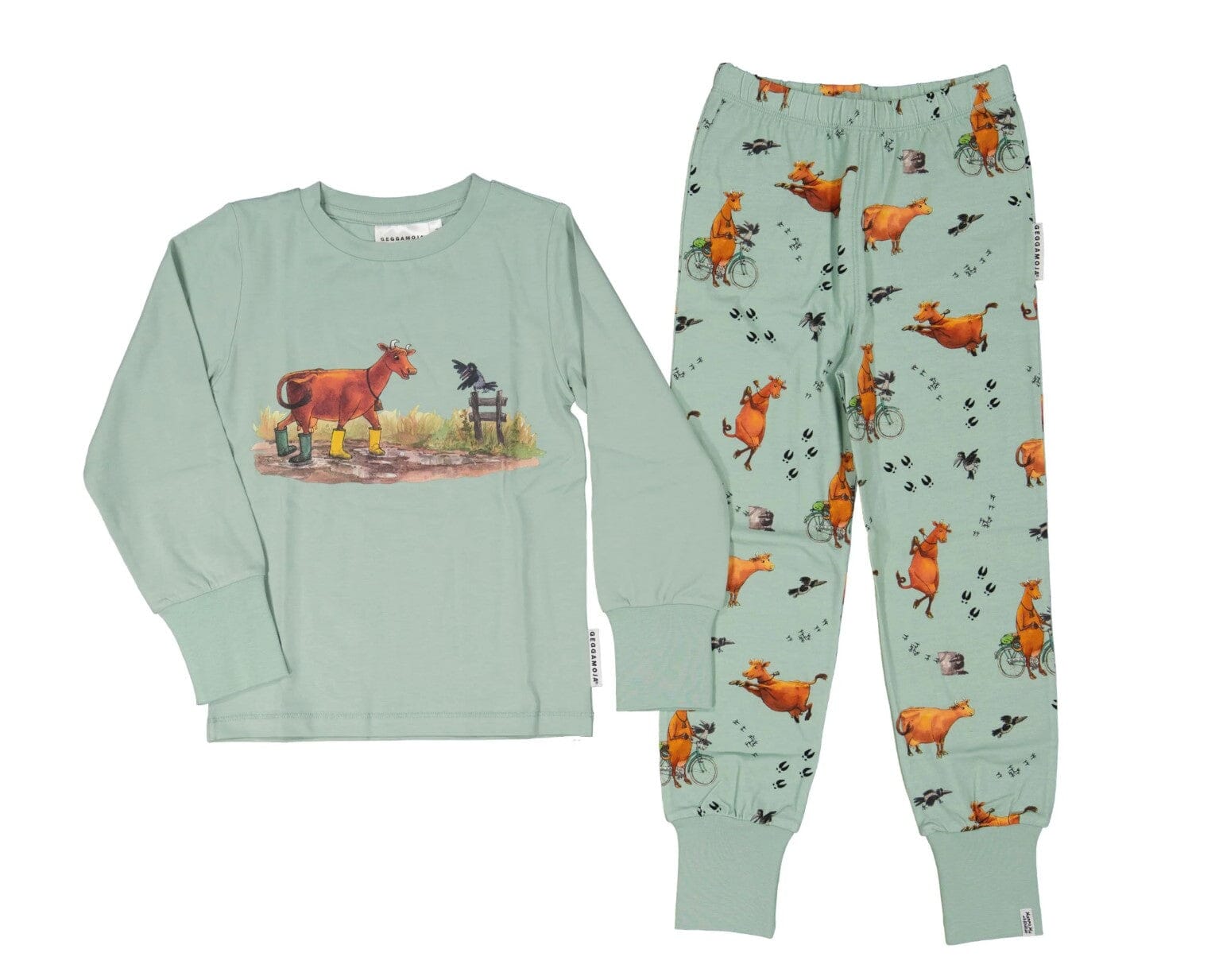 GEGGAMOJA – Pyjama „Mamma Mu & Kråkan“, Grün Schlafanzug Geggamoja 98-104 ( 3-4 Jahre)