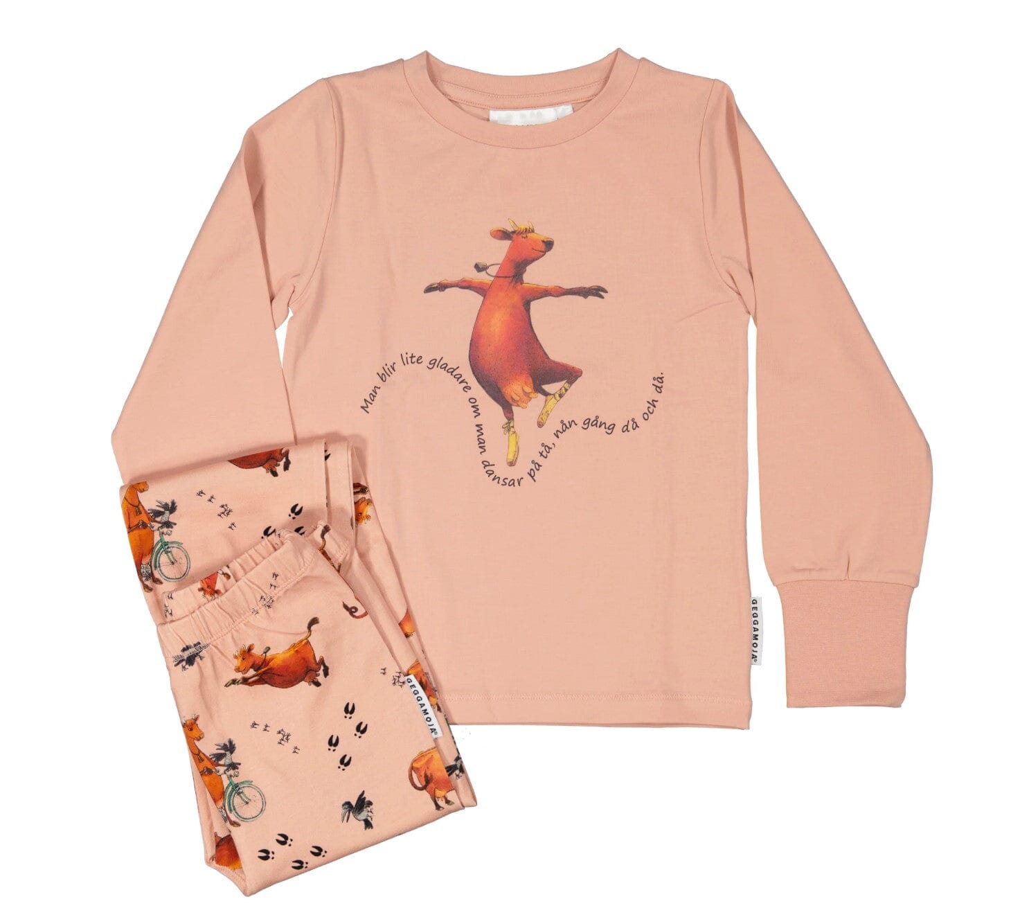 GEGGAMOJA – Pyjama „Mamma Mu & Kråkan“, Rosa Schlafanzug Geggamoja