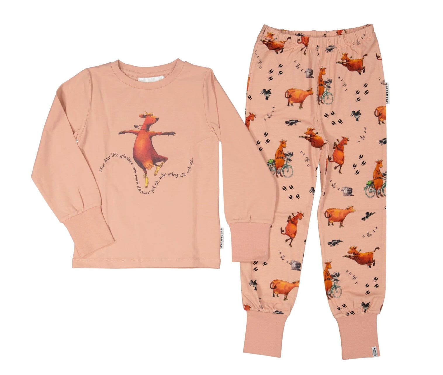 GEGGAMOJA – Pyjama „Mamma Mu & Kråkan“, Rosa Schlafanzug Geggamoja 98-104 ( 3-4 Jahre)