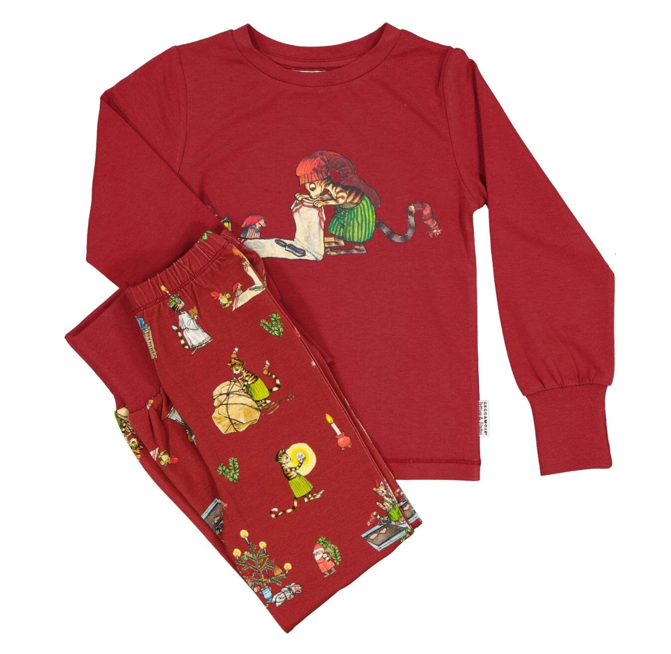 GEGGAMOJA – Pyjama „Pettson & Findus“ Rot Schlafanzug Geggamoja