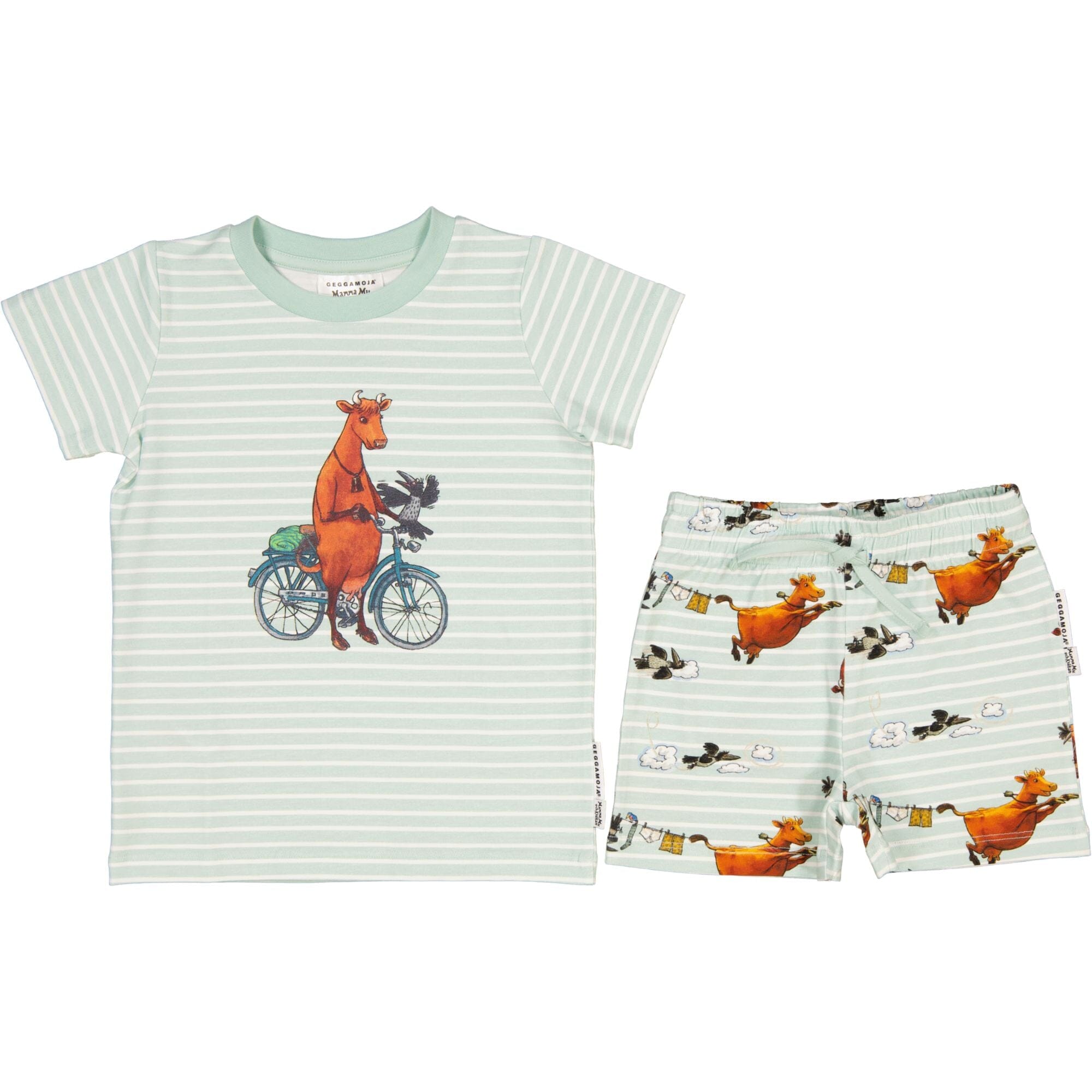 Geggamoja Sommerset Mama Muh und die Krähe – Mint, Bio-Baumwolle, 2-teilig Zweiteiler Geggamoja