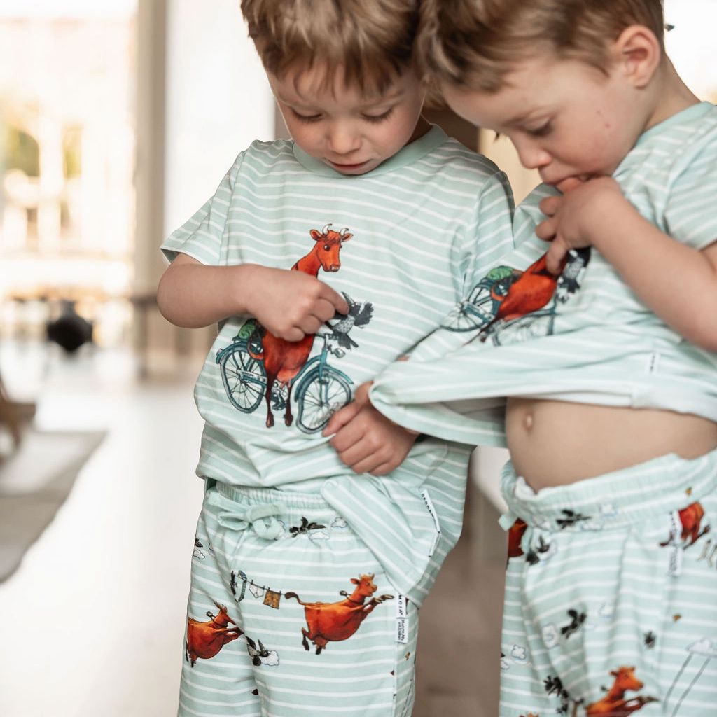 Geggamoja Sommerset Mama Muh und die Krähe – Mint, Bio-Baumwolle, 2-teilig Zweiteiler Geggamoja