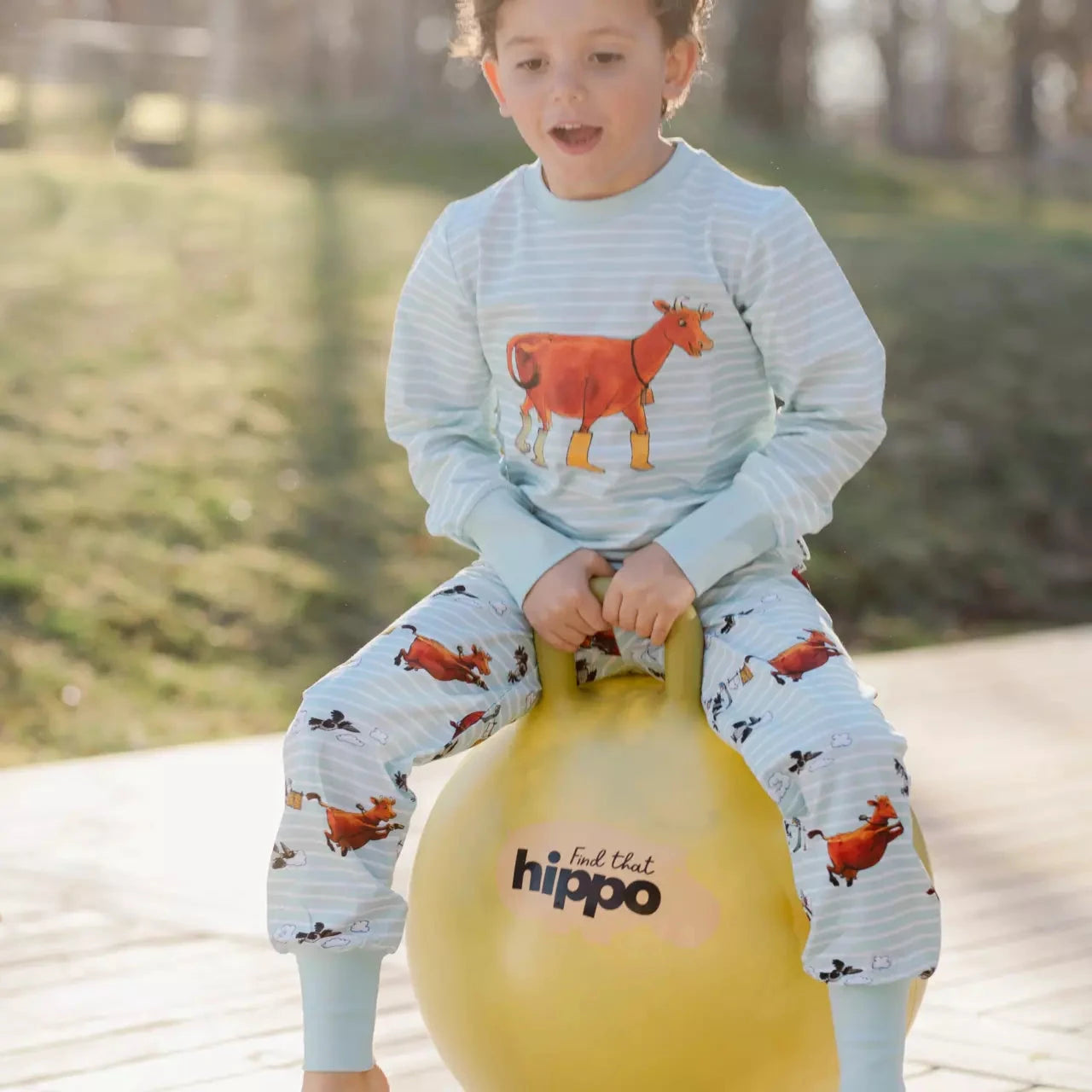 Geggamoja® Pyjama 2-teilig Mama Muh und die Krähe – Mint, aus Bio-Baumwolle Schlafanzug Geggamoja