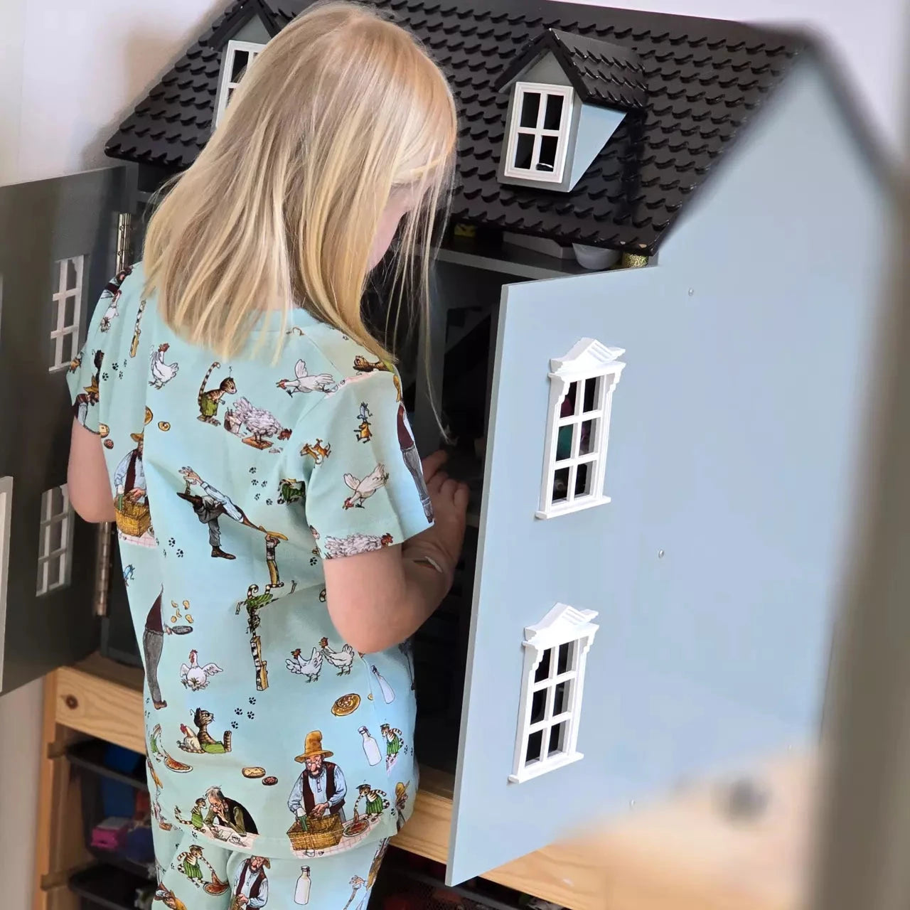 Geggamoja® T-Shirt Pettersson und Findus – Mint, Kurzarm aus Bio-Baumwolle T-Shirt Geggamoja