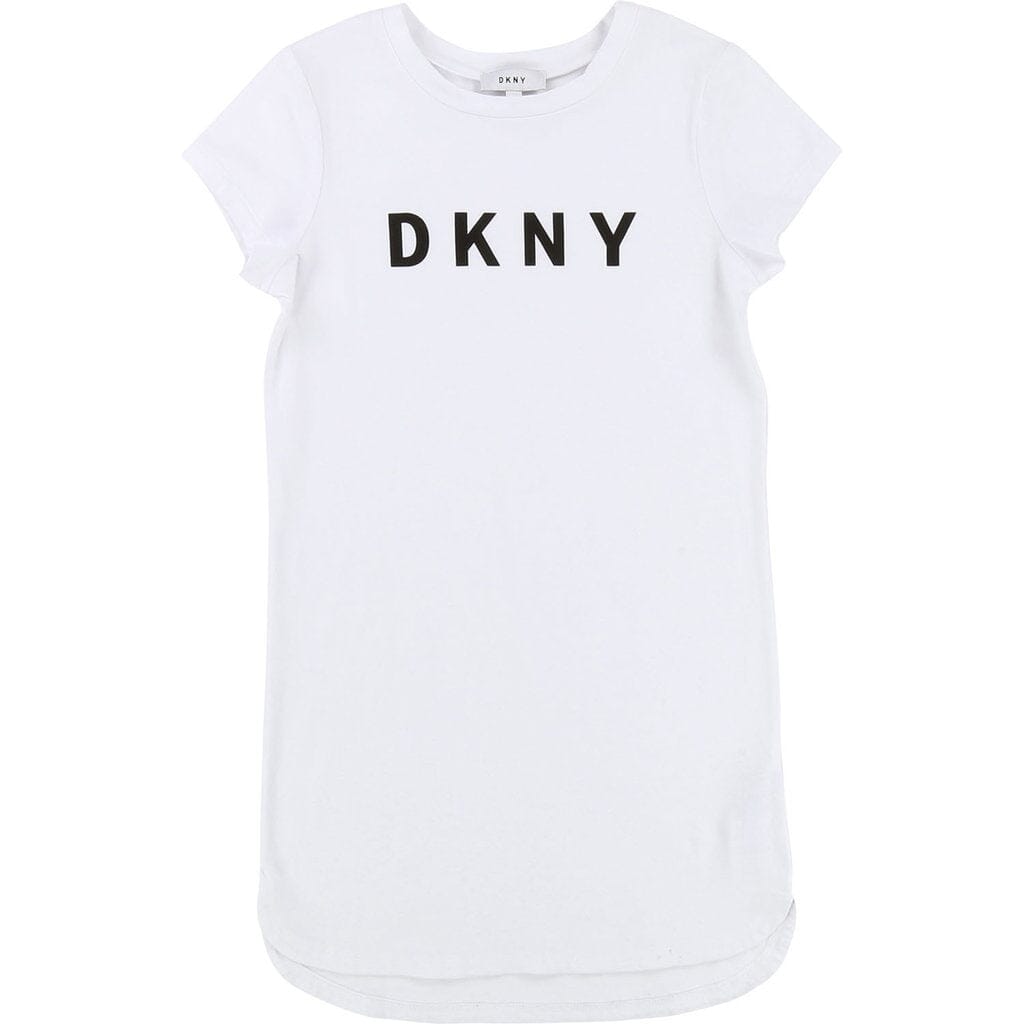 DKNY KIDS Shirt Kleid weiß mit Logoprint T-Shirt DKNY
