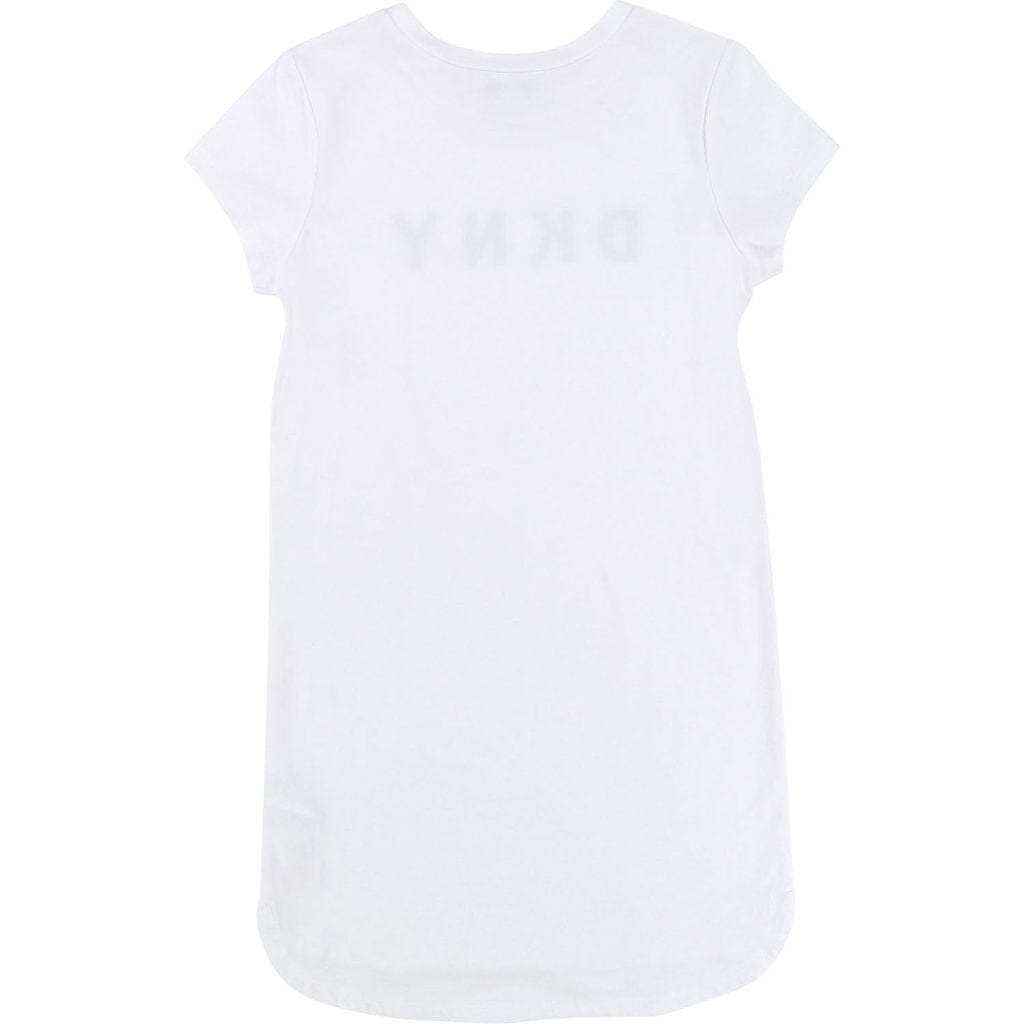 DKNY KIDS Shirt Kleid weiß mit Logoprint T-Shirt DKNY