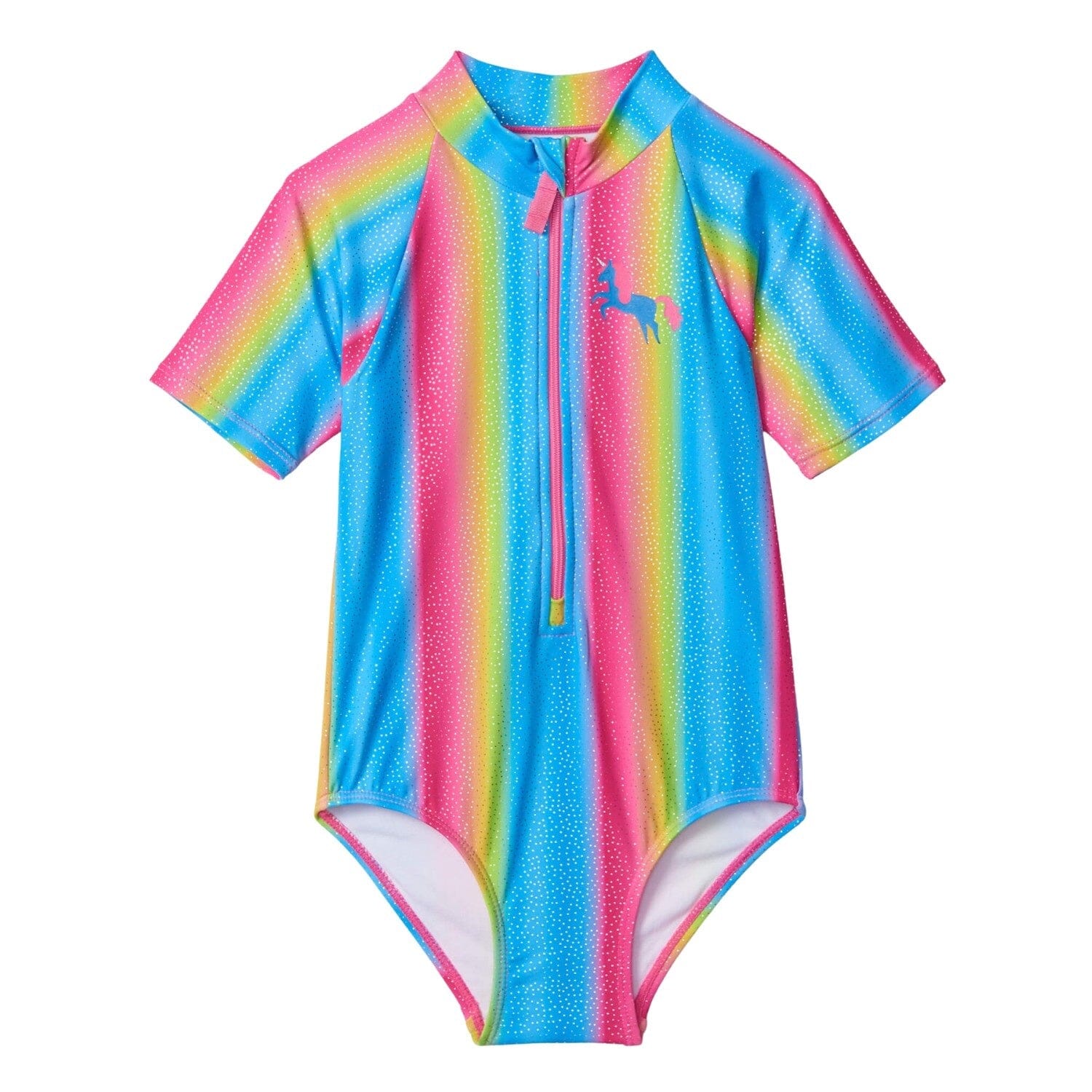 Hatley farbenfroher Jelly Bean Rainbow Badeanzug mit Stehkragen und Ärmeln Badeanzüge Hatley