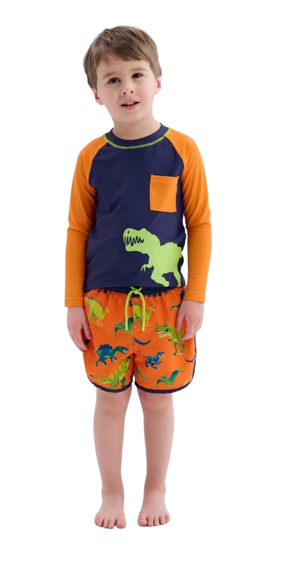 Hatley Badehose für Jungs mit Dinomotiv in orange Badehose Hatley