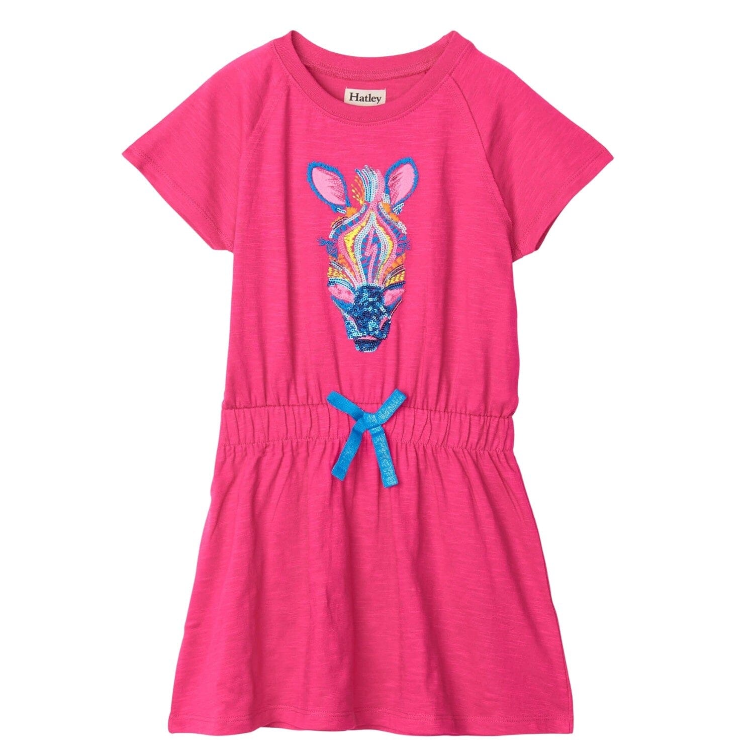 Hatley tailliertes T-Shirt Kleid mit Fuschia Zebra und Schleife in pink Kleid Hatley