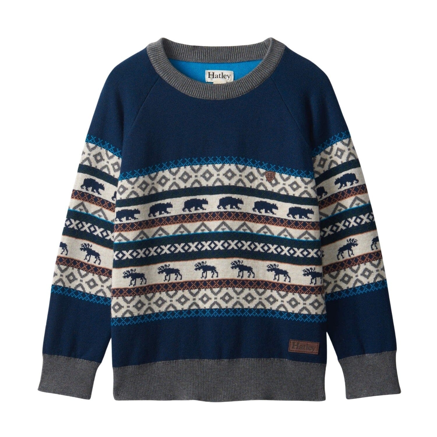 Hatley Sweater Wintermuster mit Bären und Elchen - blau Sweatshirt Hatley
